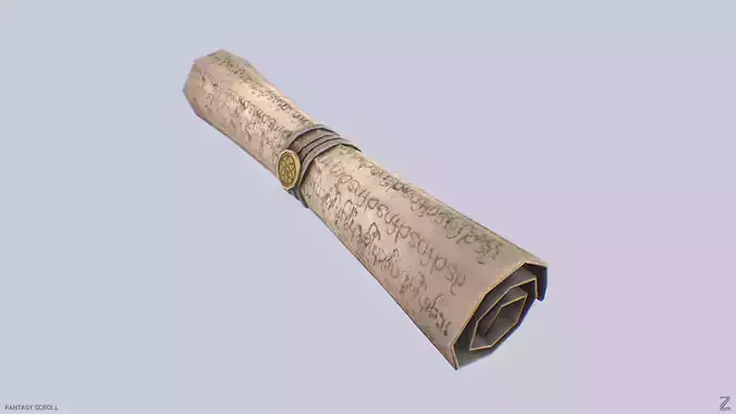 Fantasy scroll Low-poly 3D model