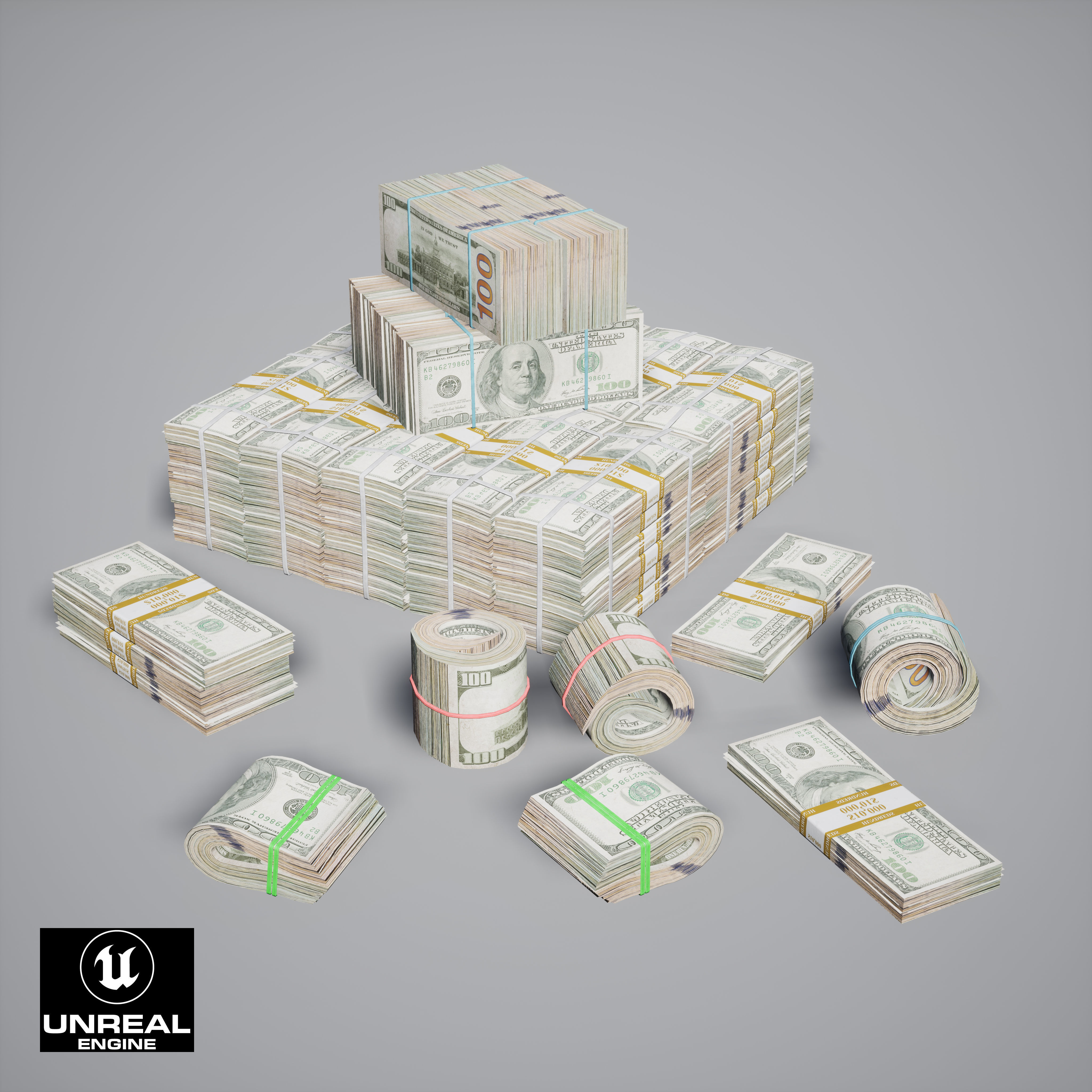 Money Stack Low-poly 3D model_13