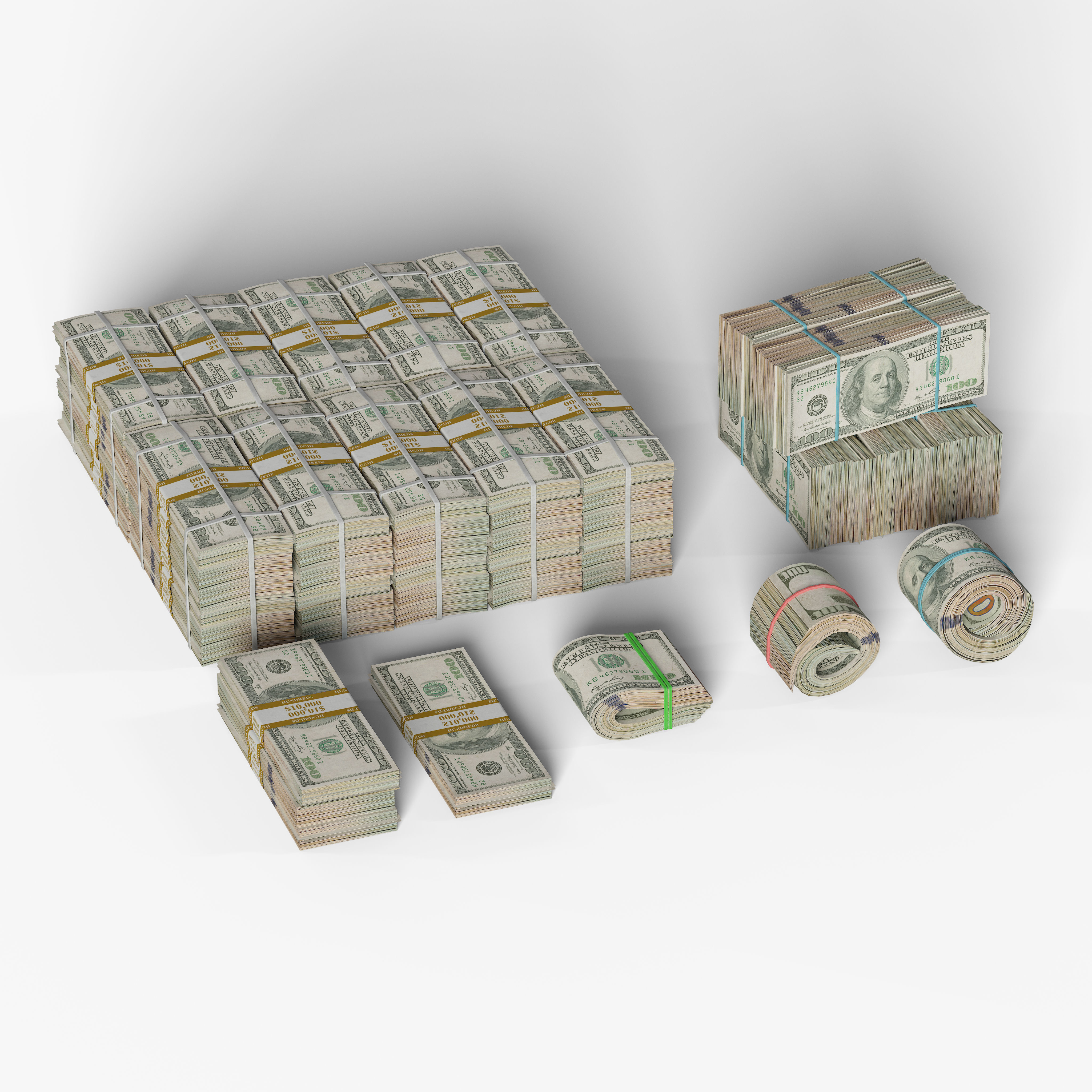 Money Stack Low-poly 3D model_6
