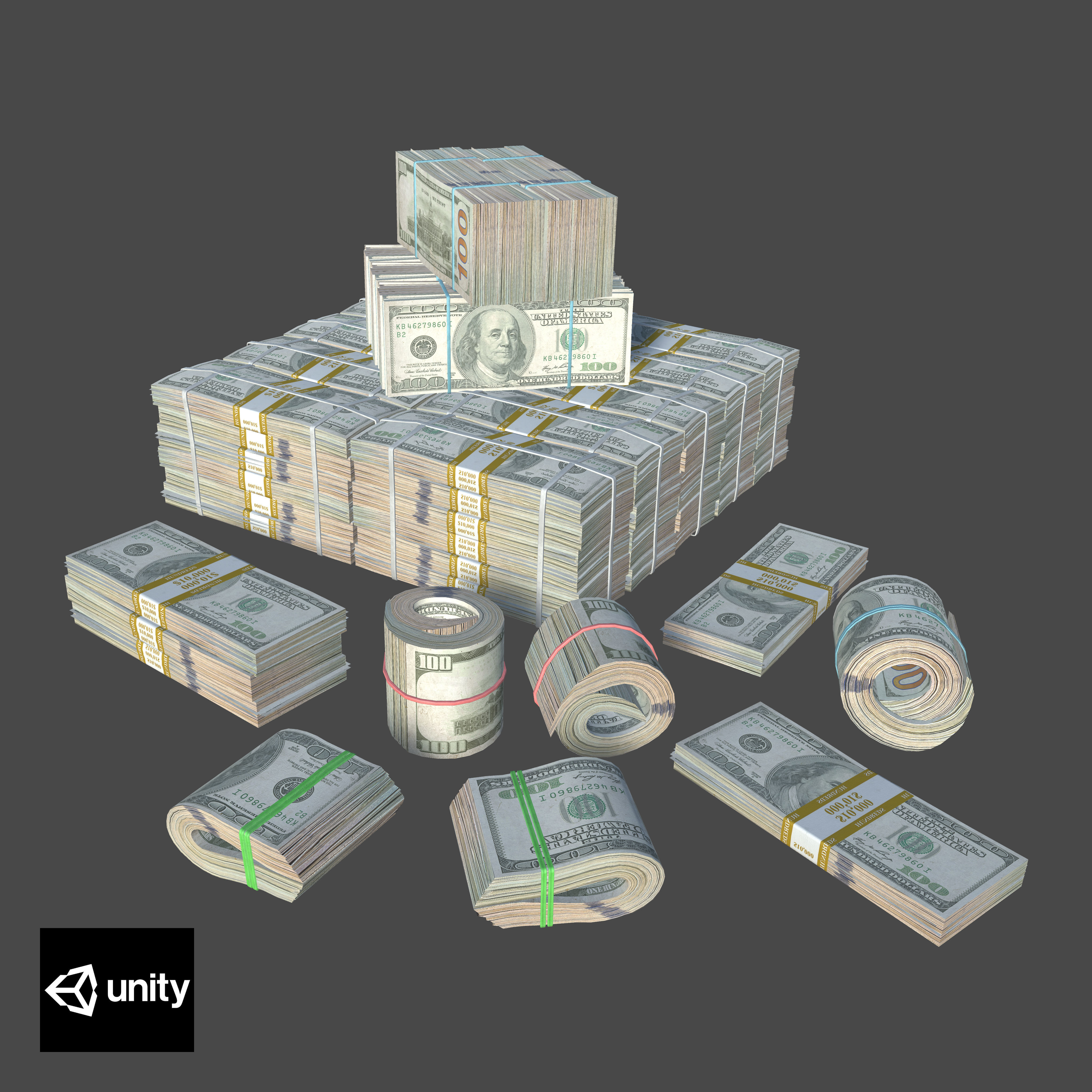 Money Stack Low-poly 3D model_12