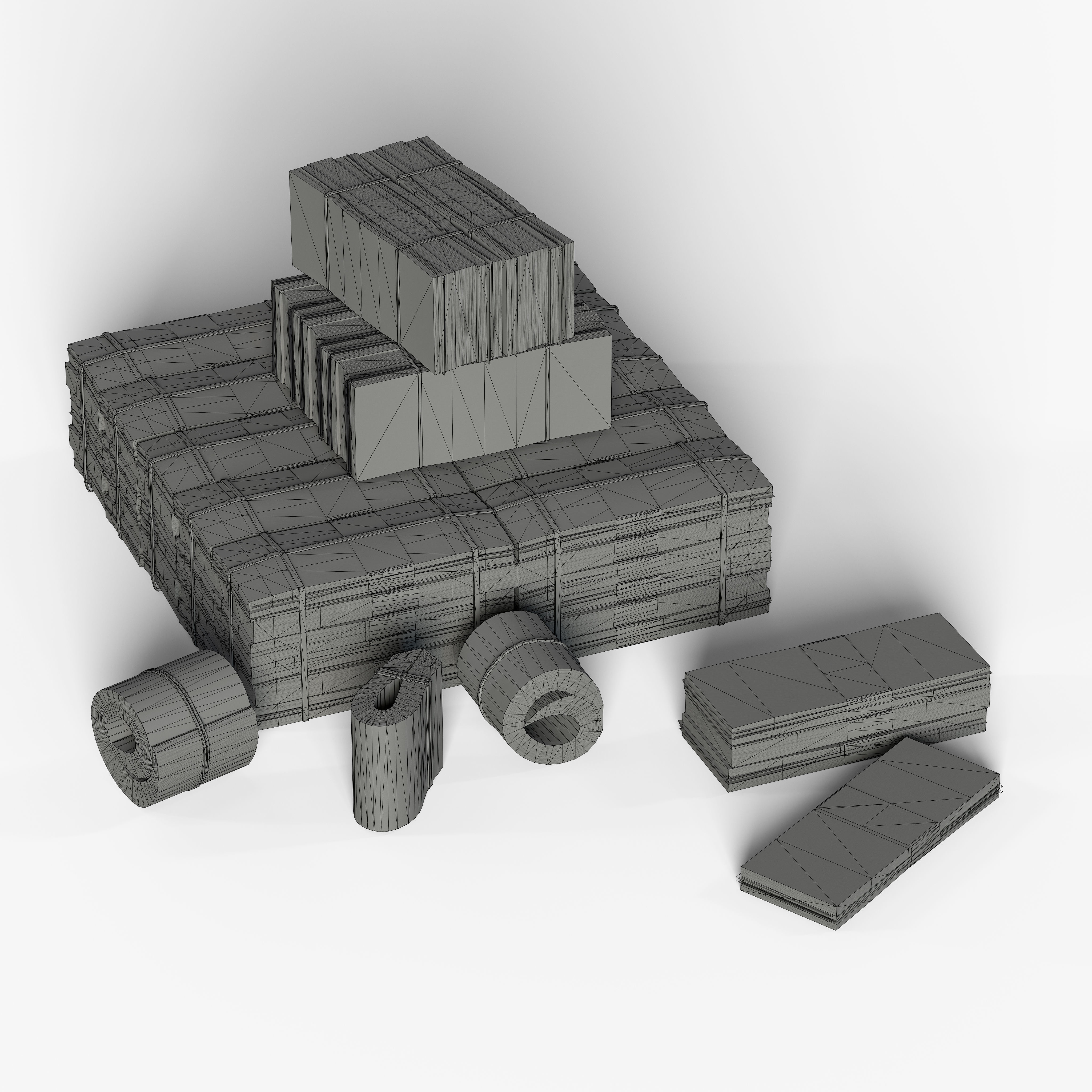 Money Stack Low-poly 3D model_10