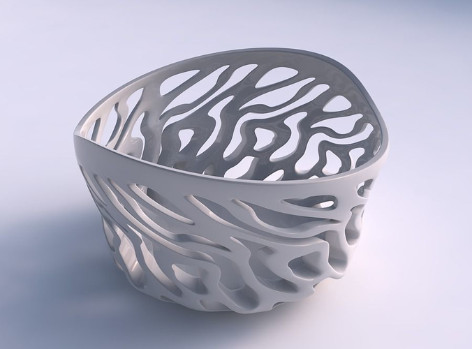 Bowl wide with twisted smooth cuts twisted and streched top