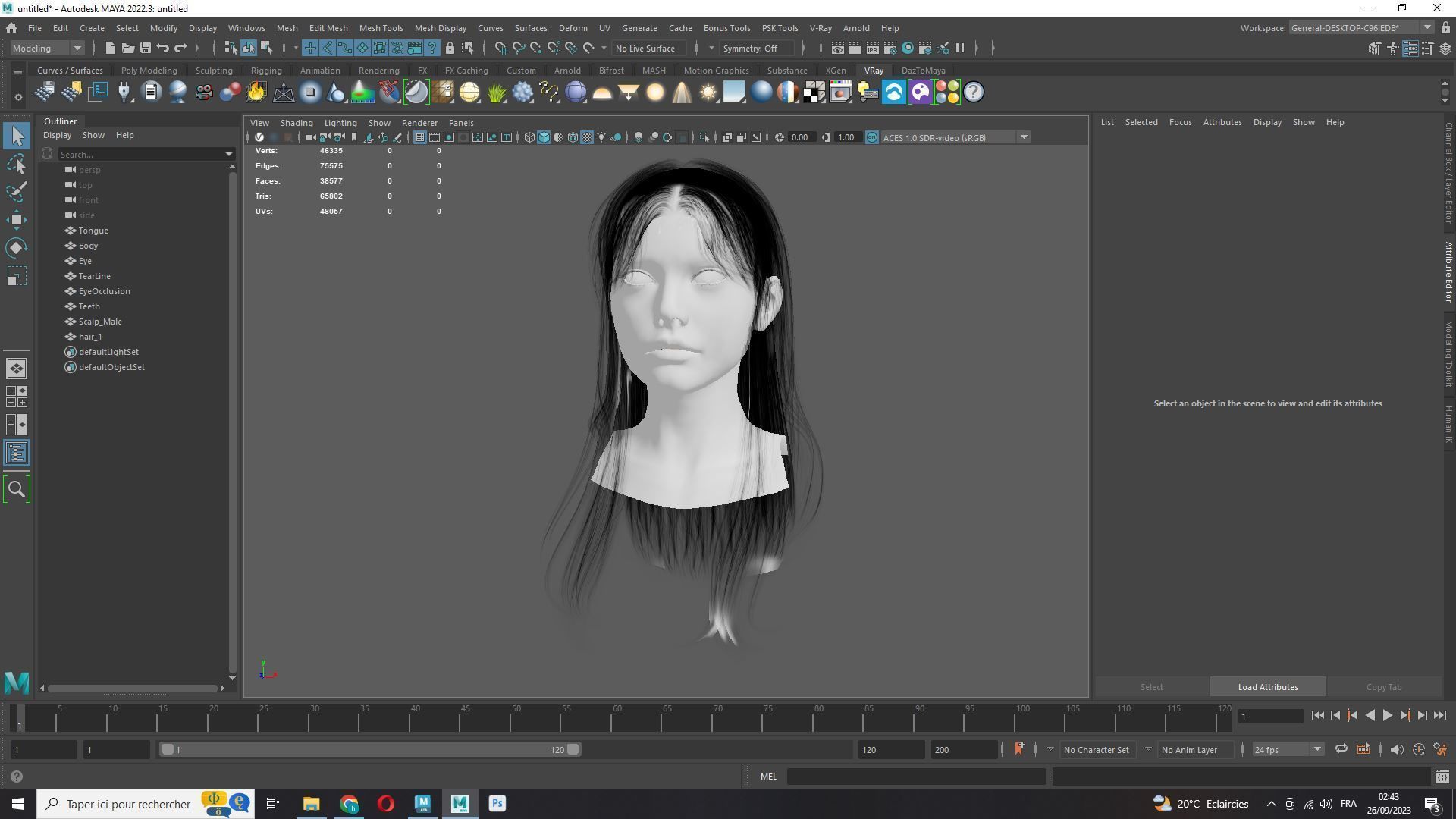 Female Hair - Classic Long Hair Cards Low-poly 3D model_10