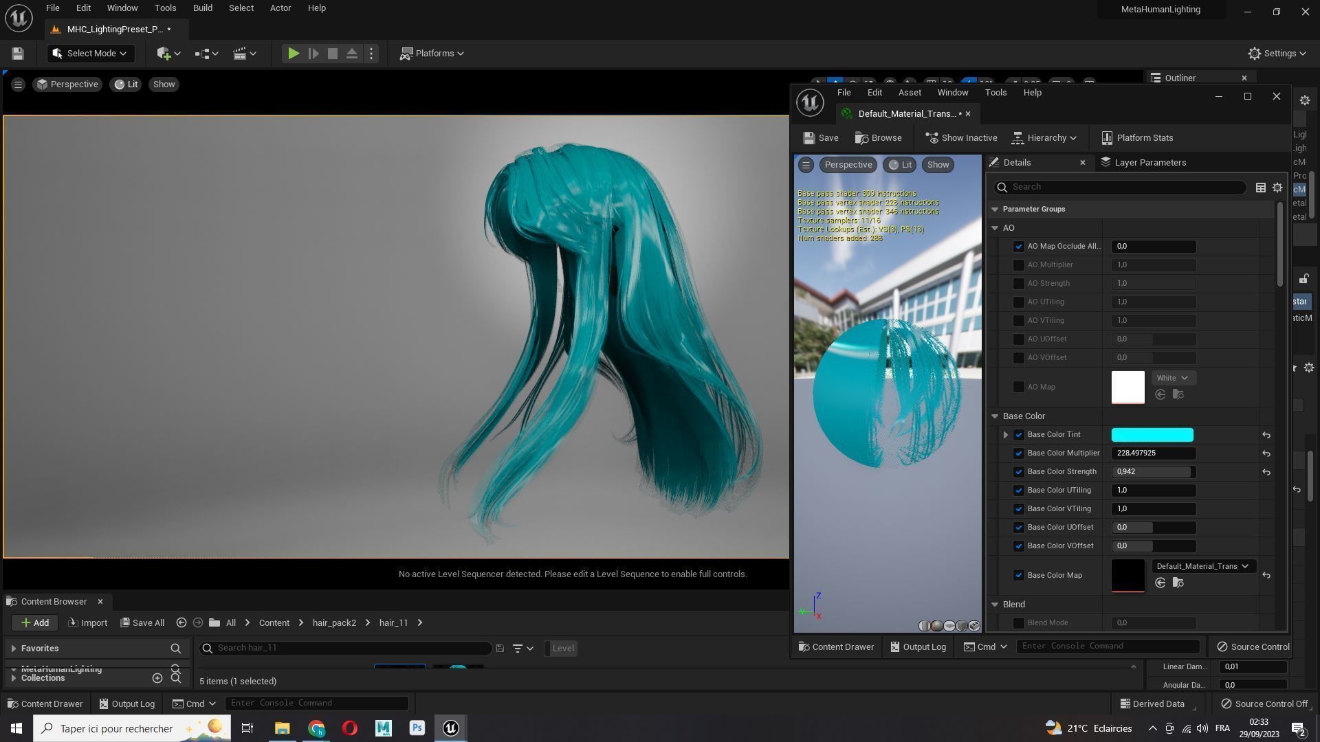 Female Hair - Classic Long Hair Cards Low-poly 3D model_15