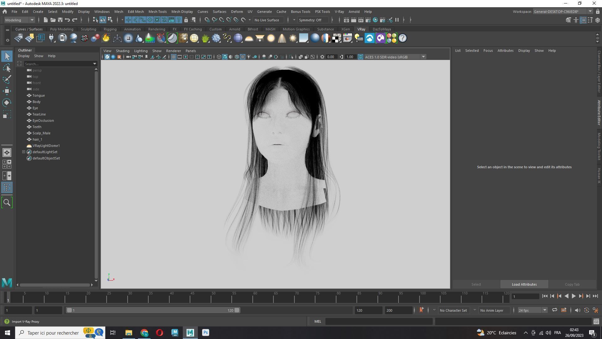 Female Hair - Classic Long Hair Cards Low-poly 3D model_11