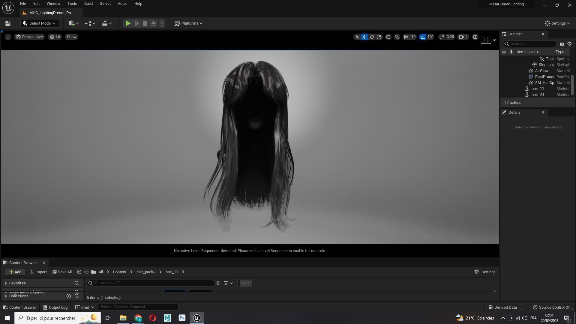 Female Hair - Classic Long Hair Cards Low-poly 3D model_14
