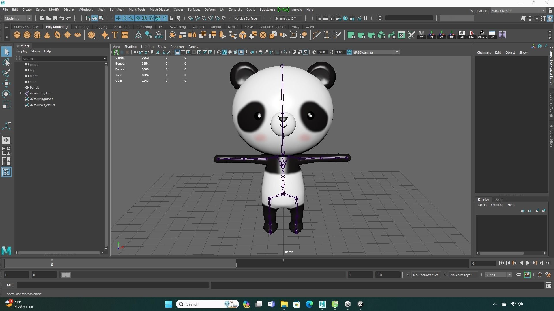 Stylized Panda Animated v001 Low-poly 3D model_7