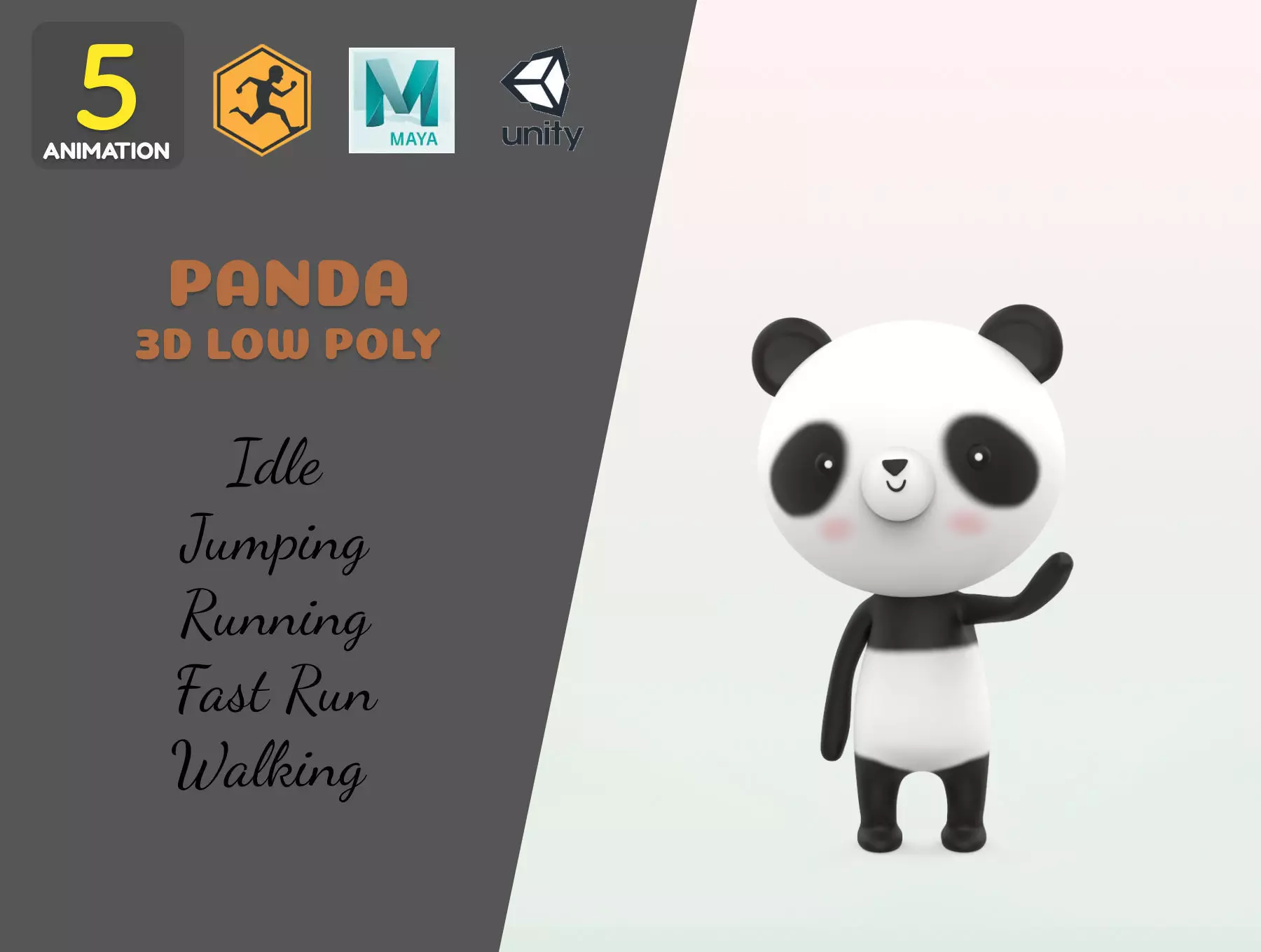 Stylized Panda Animated v001 Low-poly 3D model_0