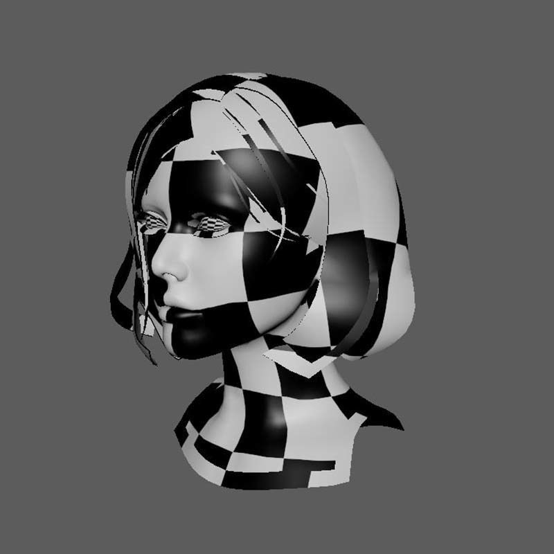 Female Bob Hair Low-poly 3D model_19