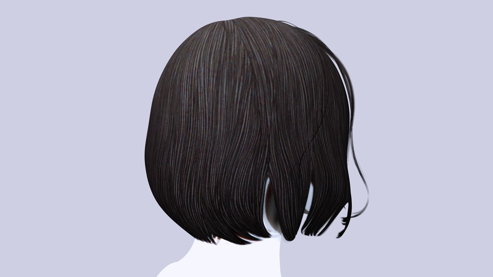 Female Bob Hair Low-poly 3D model_5