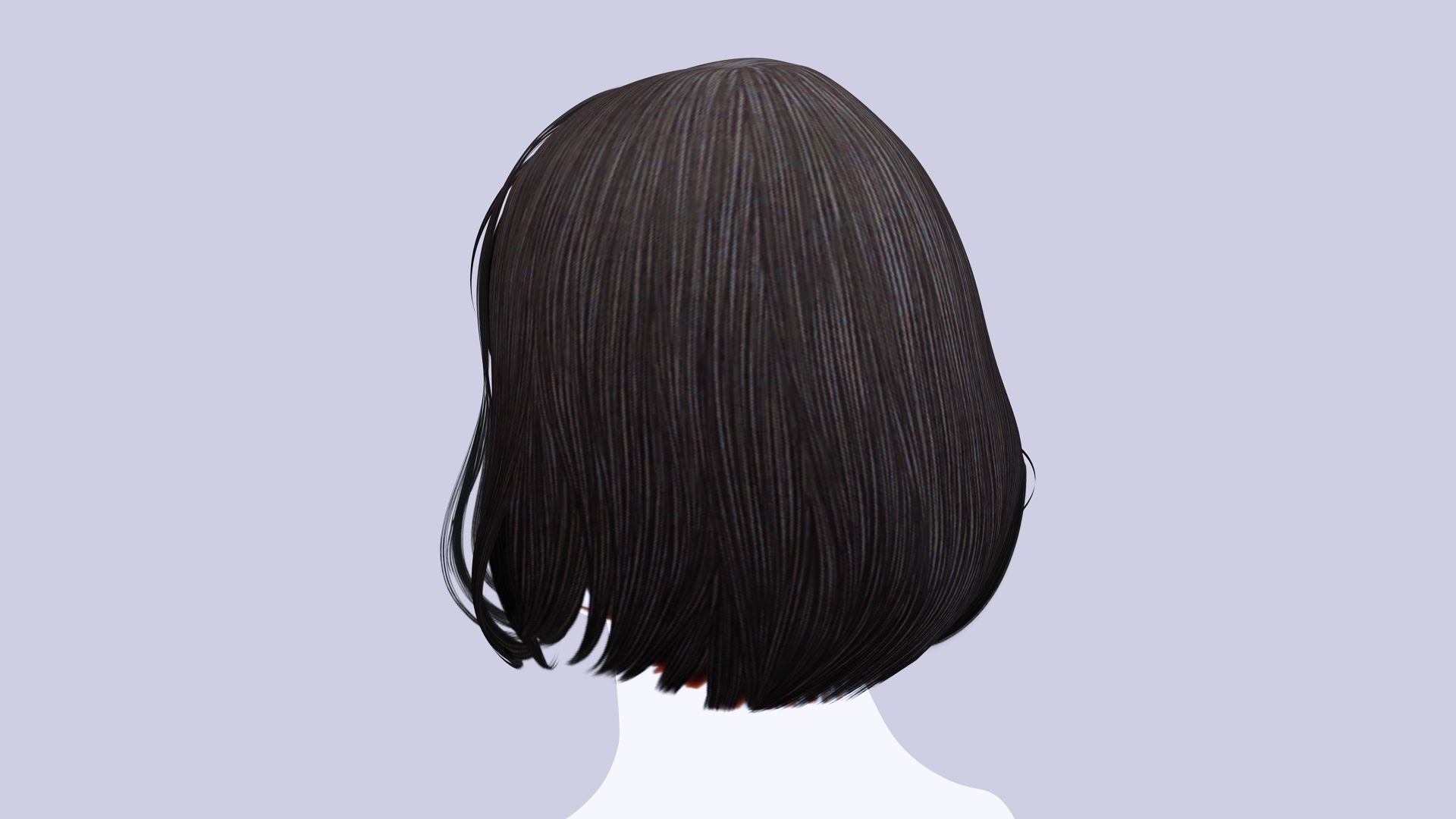 Female Bob Hair Low-poly 3D model_4