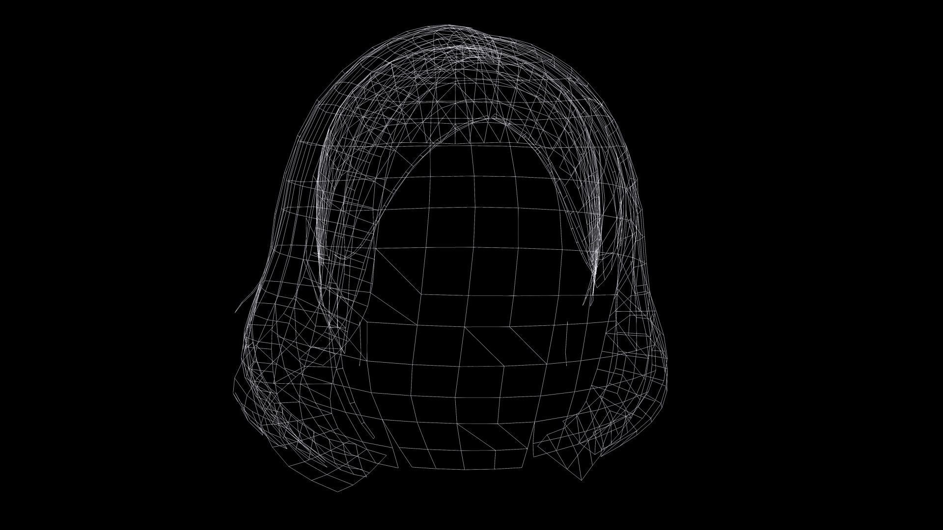 Female Bob Hair Low-poly 3D model_7