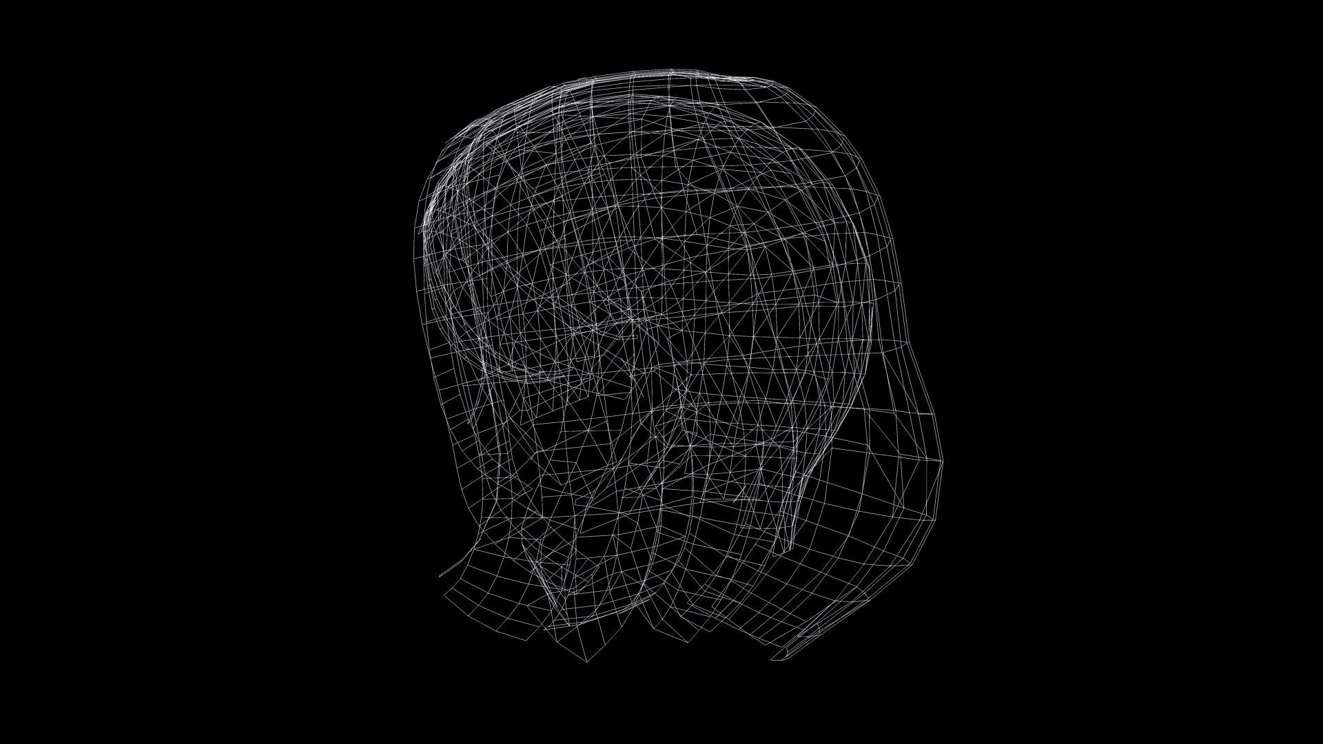 Female Bob Hair Low-poly 3D model_8