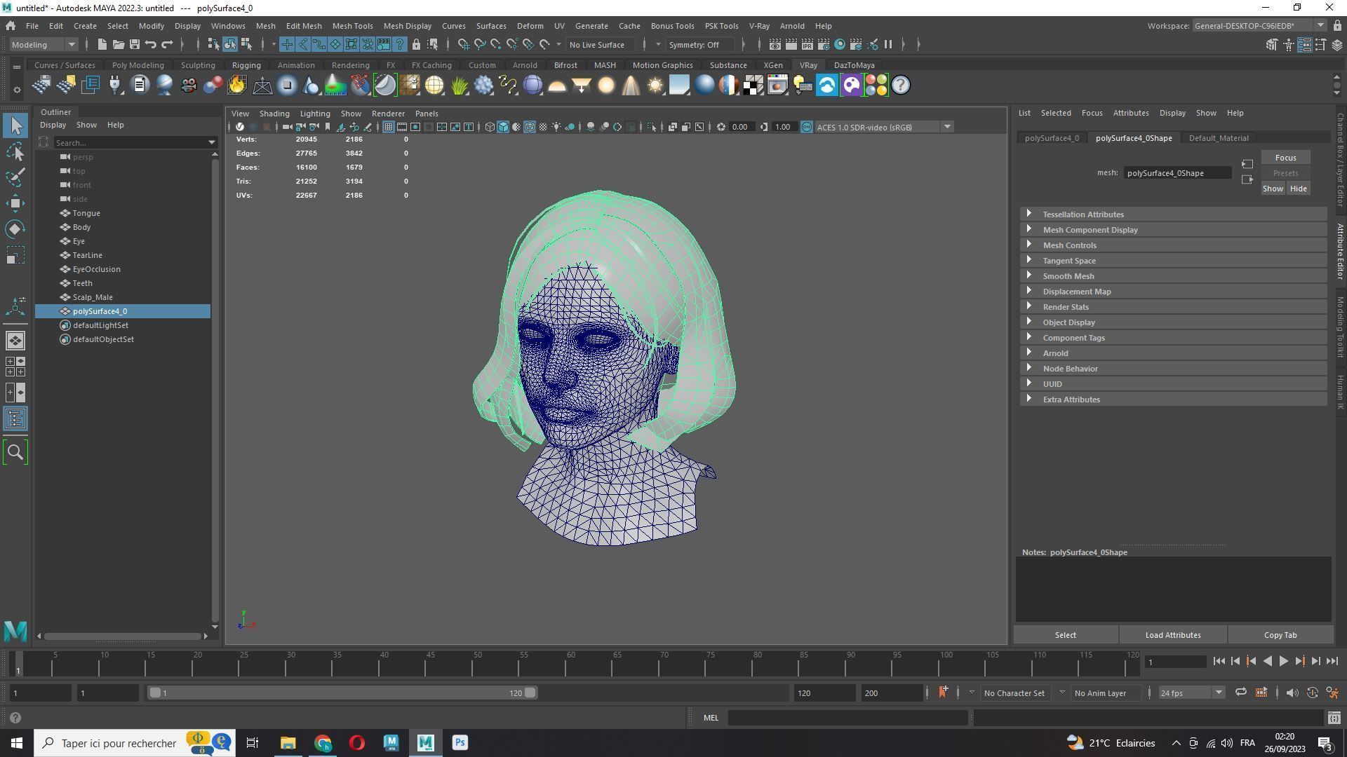 Female Bob Hair Low-poly 3D model_9