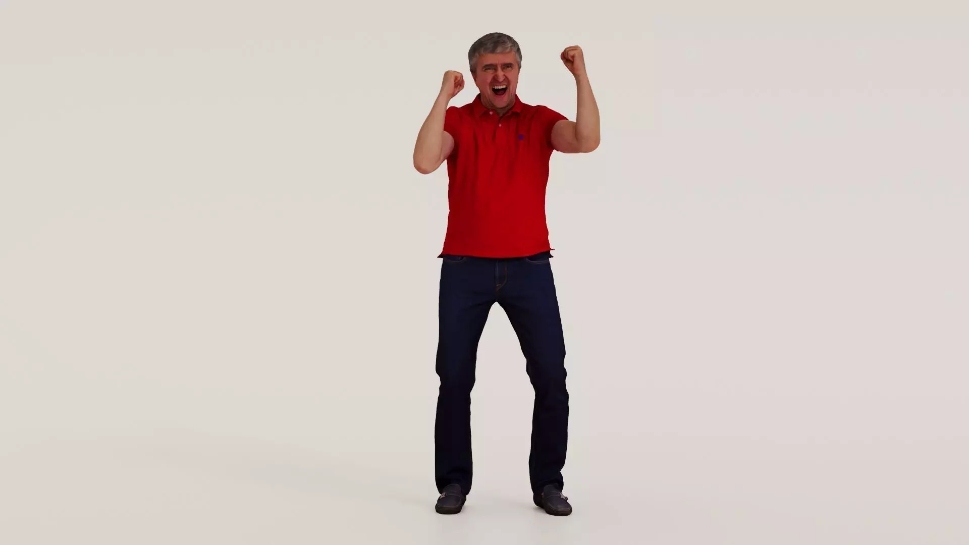 FAN MIDDLE AGE MAN full body 3D model