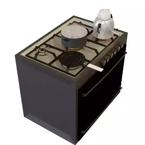 kitchen gas oven with blender 4 3D model