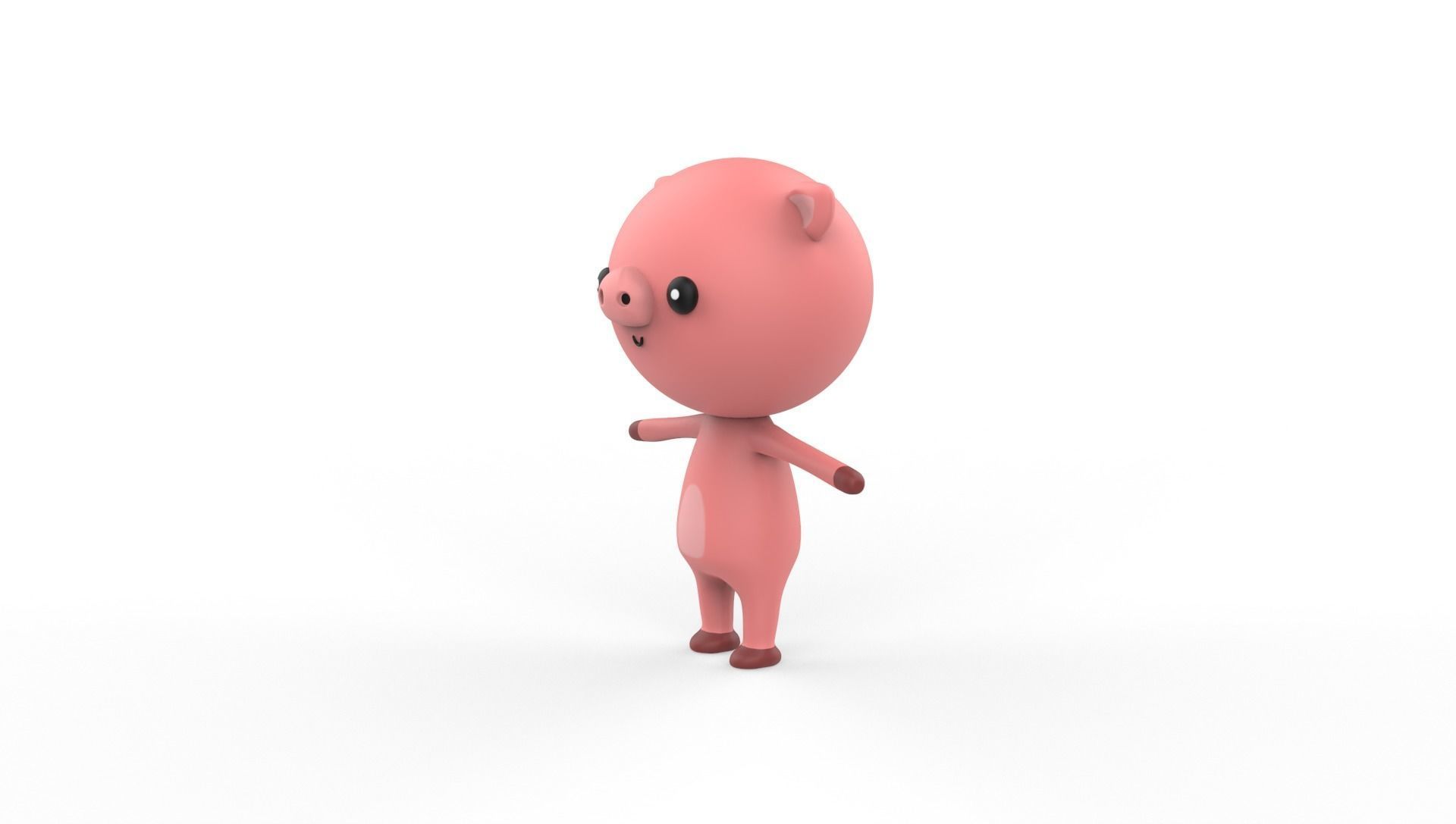 Stylized Pig Animated v001 Low-poly 3D model_18
