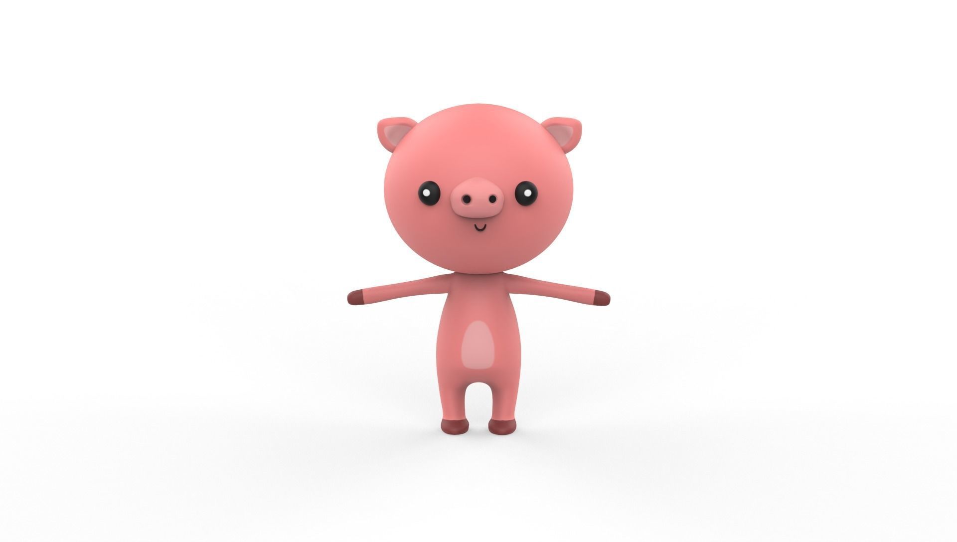 Stylized Pig Animated v001 Low-poly 3D model_23