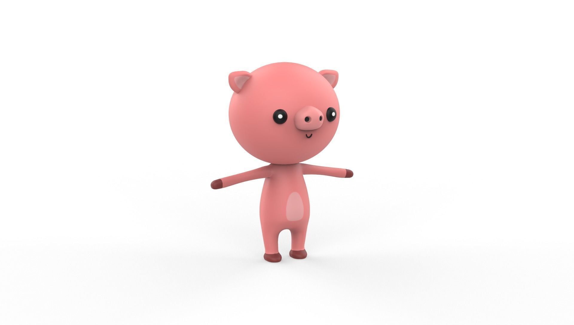 Stylized Pig Animated v001 Low-poly 3D model_25