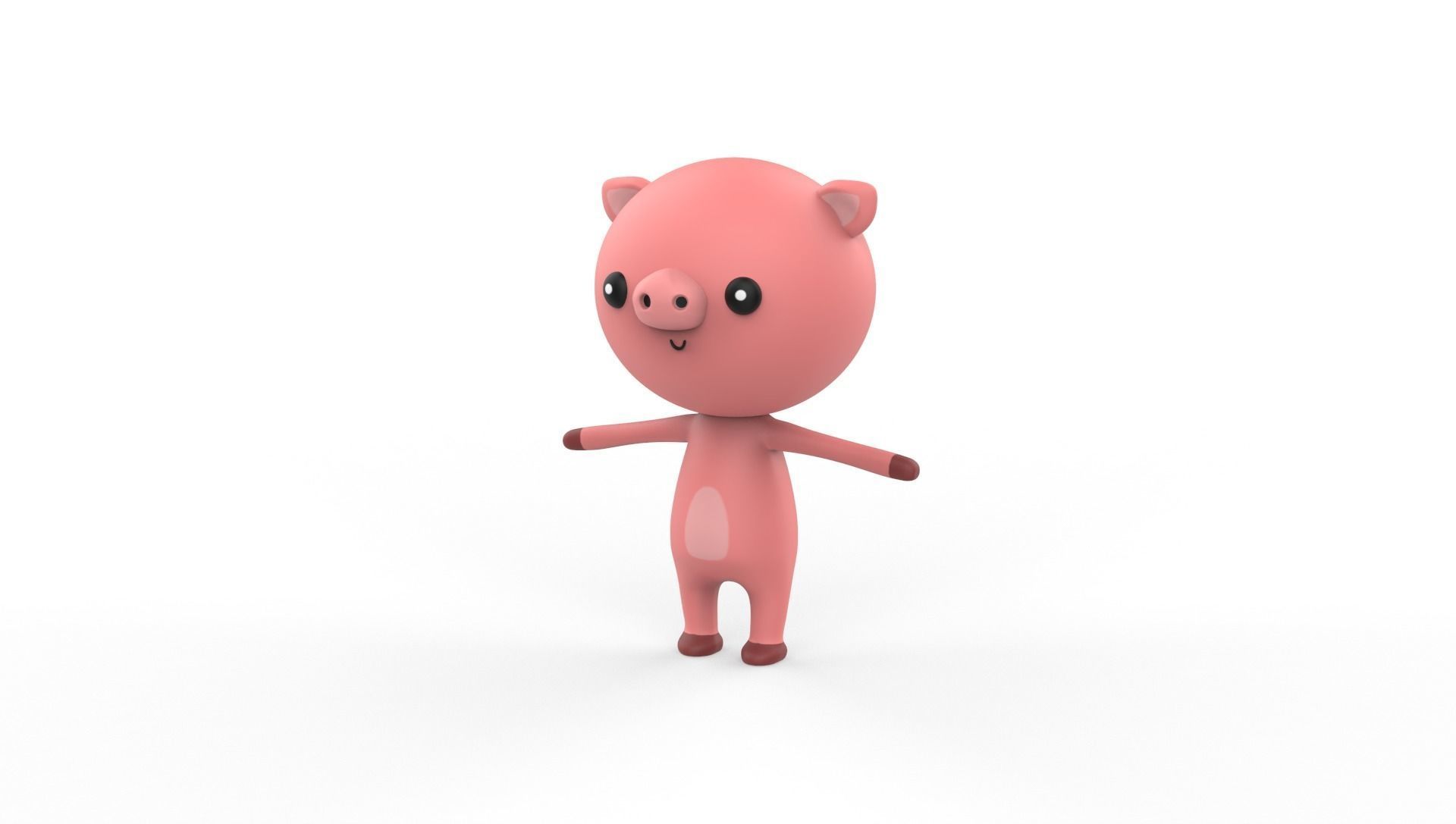 Stylized Pig Animated v001 Low-poly 3D model_17