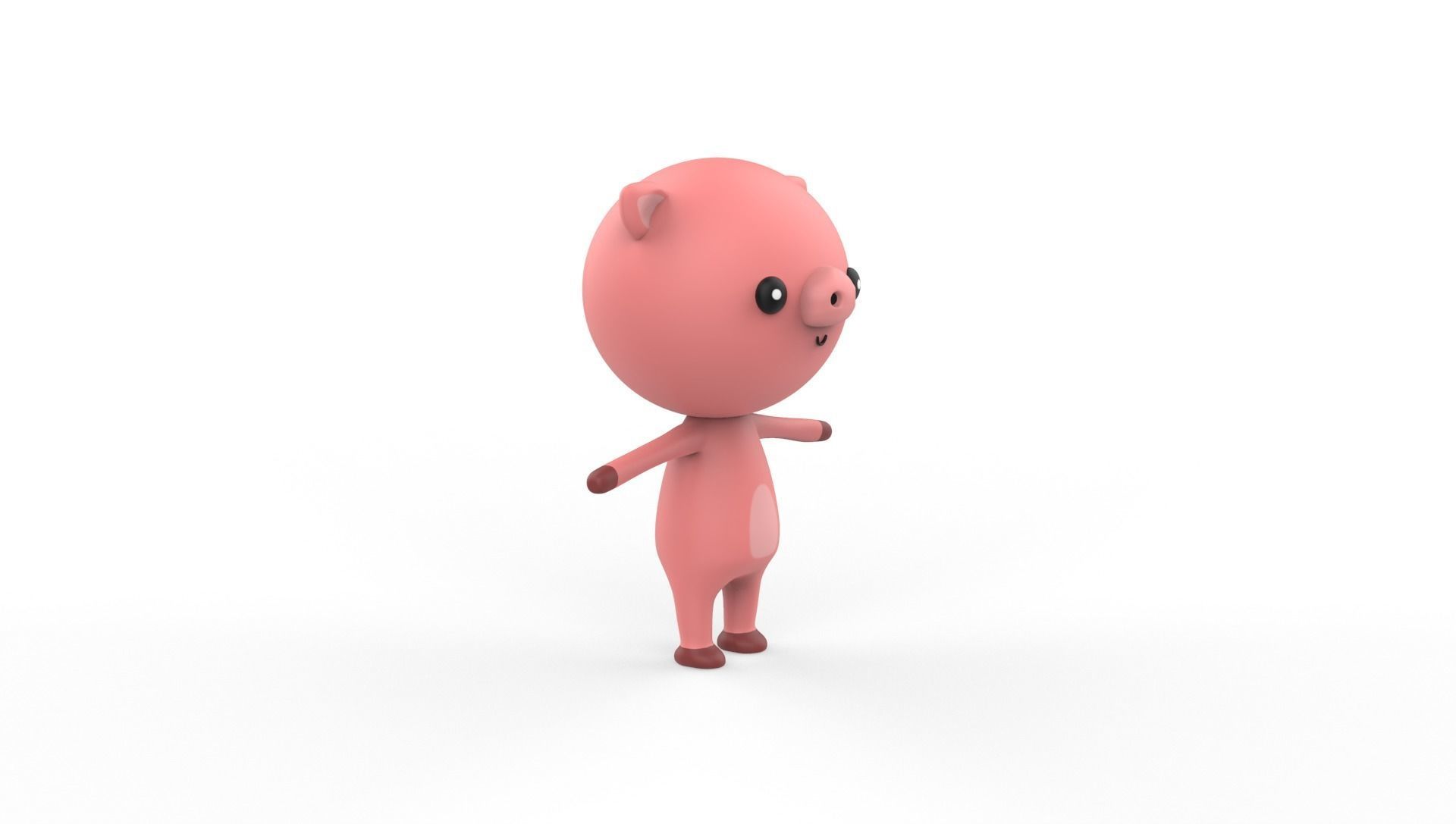 Stylized Pig Animated v001 Low-poly 3D model_22