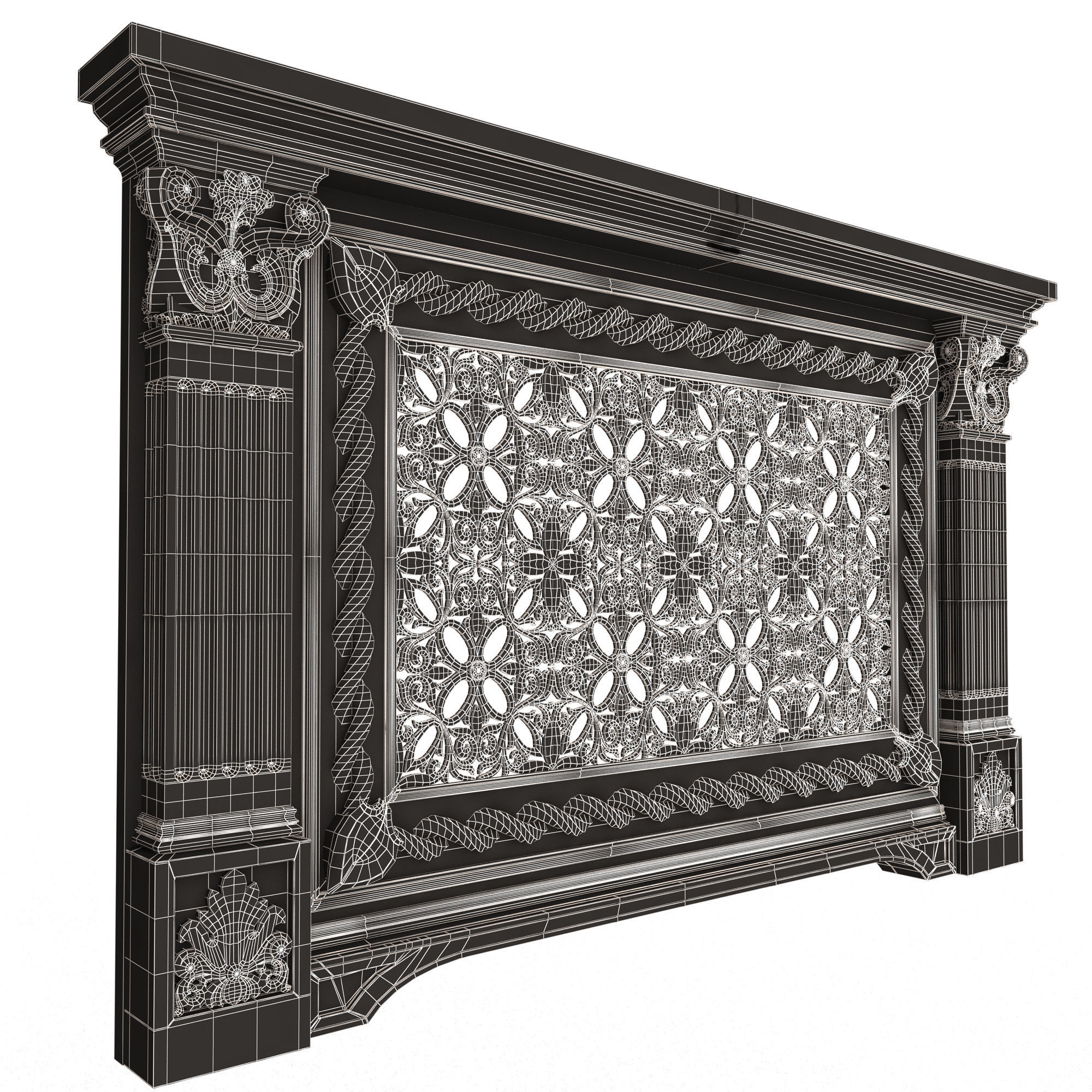 Radiator Cover Decorative Screening Grille Panel 011 Low-poly 3D model_15