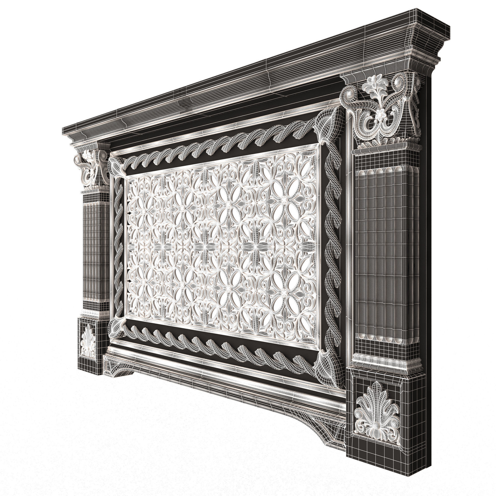 Radiator Cover Decorative Screening Grille Panel 011 Low-poly 3D model_8