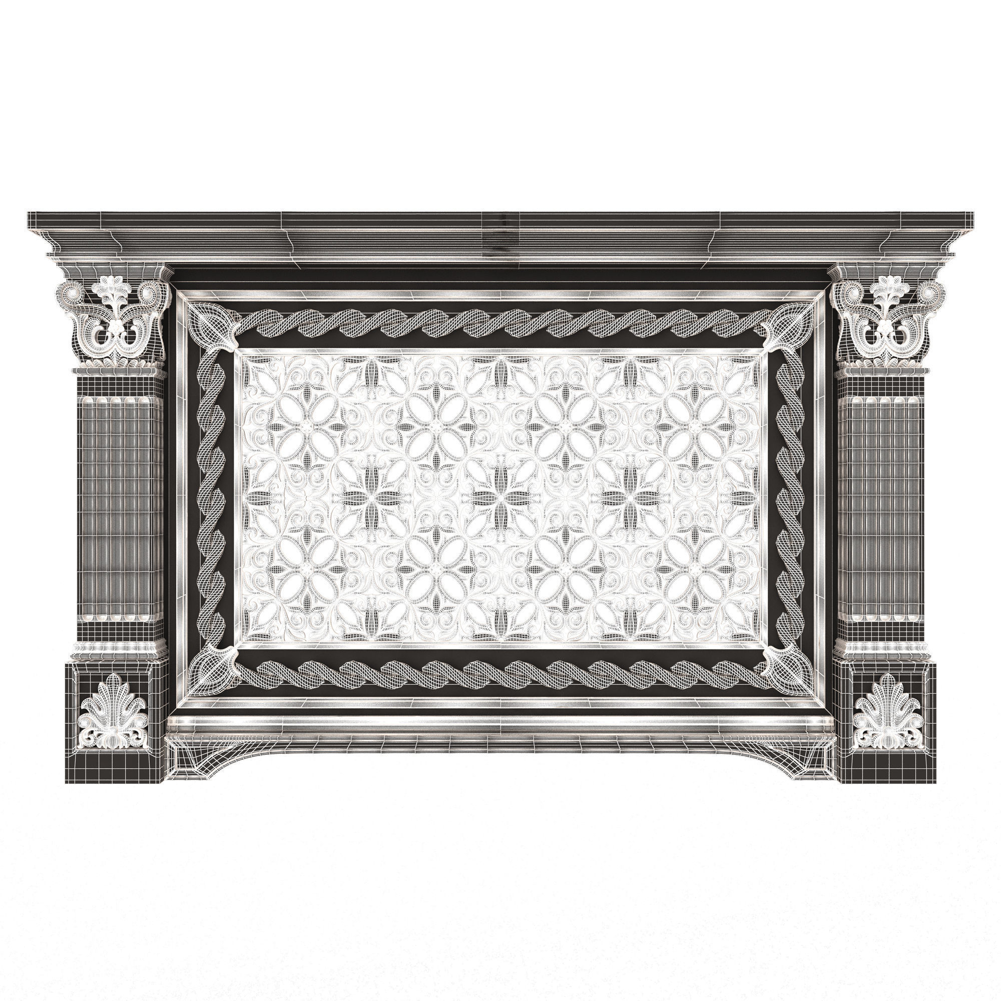 Radiator Cover Decorative Screening Grille Panel 011 Low-poly 3D model_6