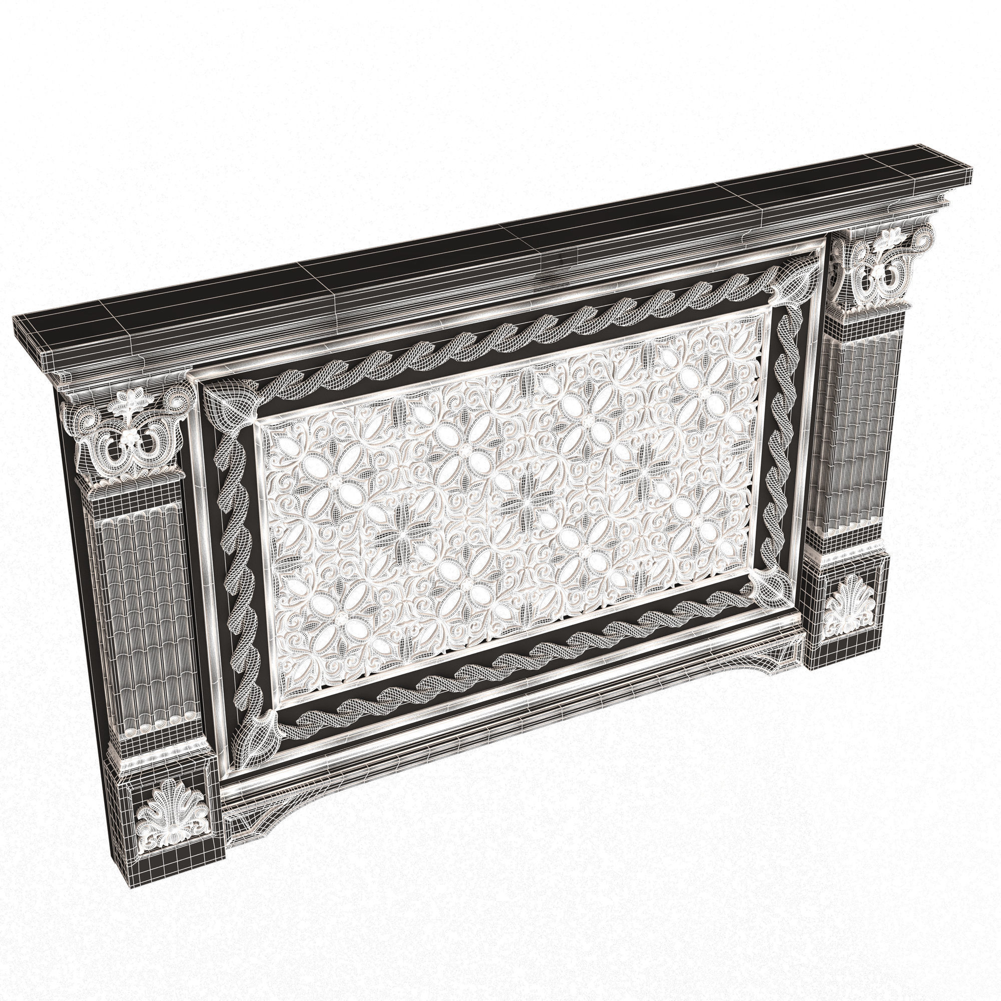 Radiator Cover Decorative Screening Grille Panel 011 Low-poly 3D model_7