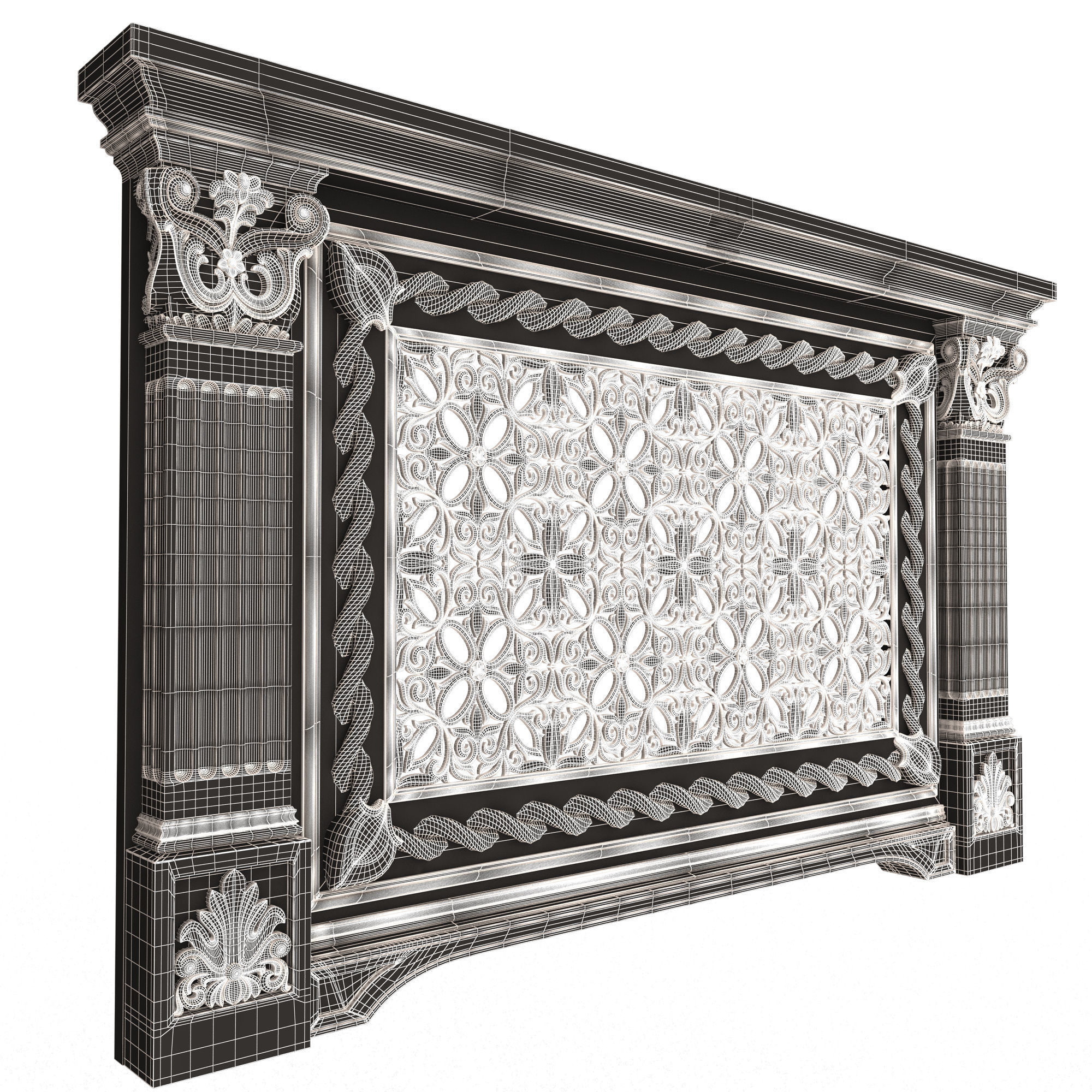 Radiator Cover Decorative Screening Grille Panel 011 Low-poly 3D model_9