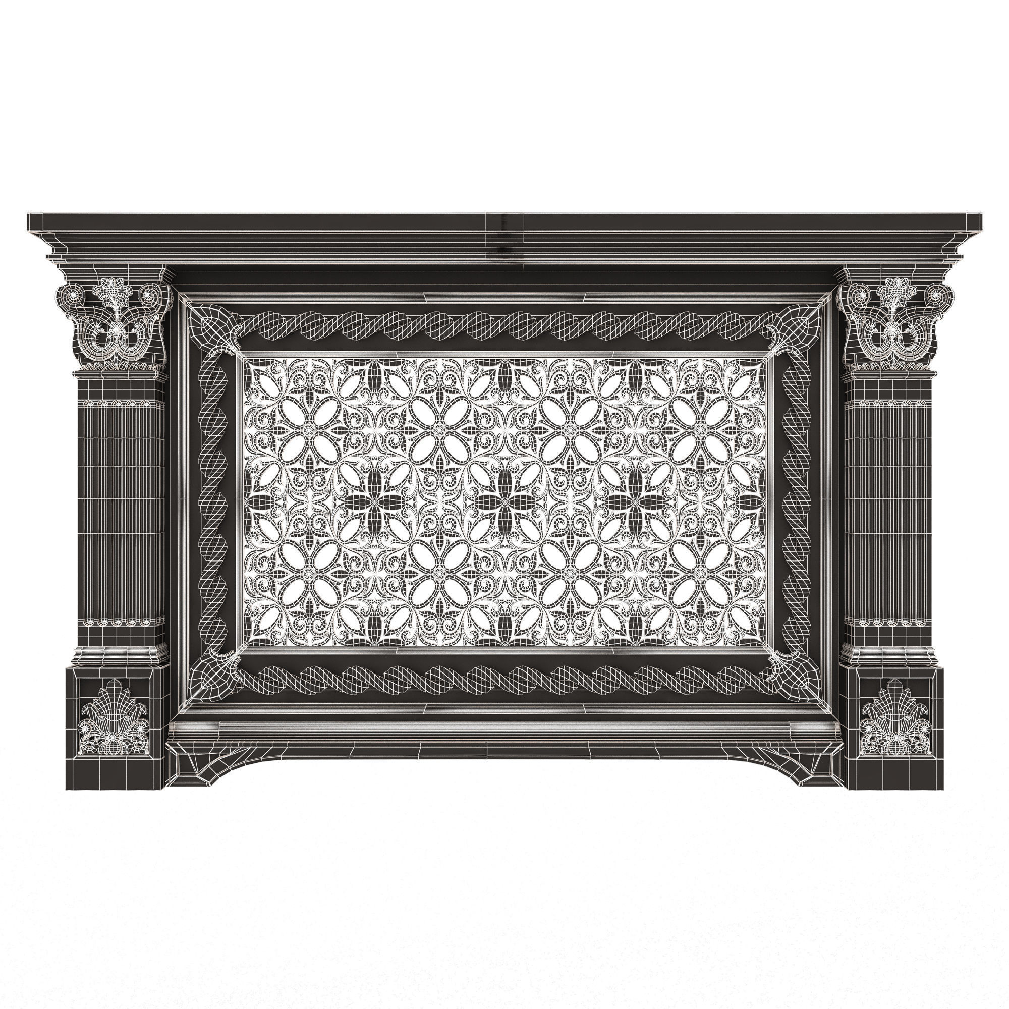 Radiator Cover Decorative Screening Grille Panel 011 Low-poly 3D model_12