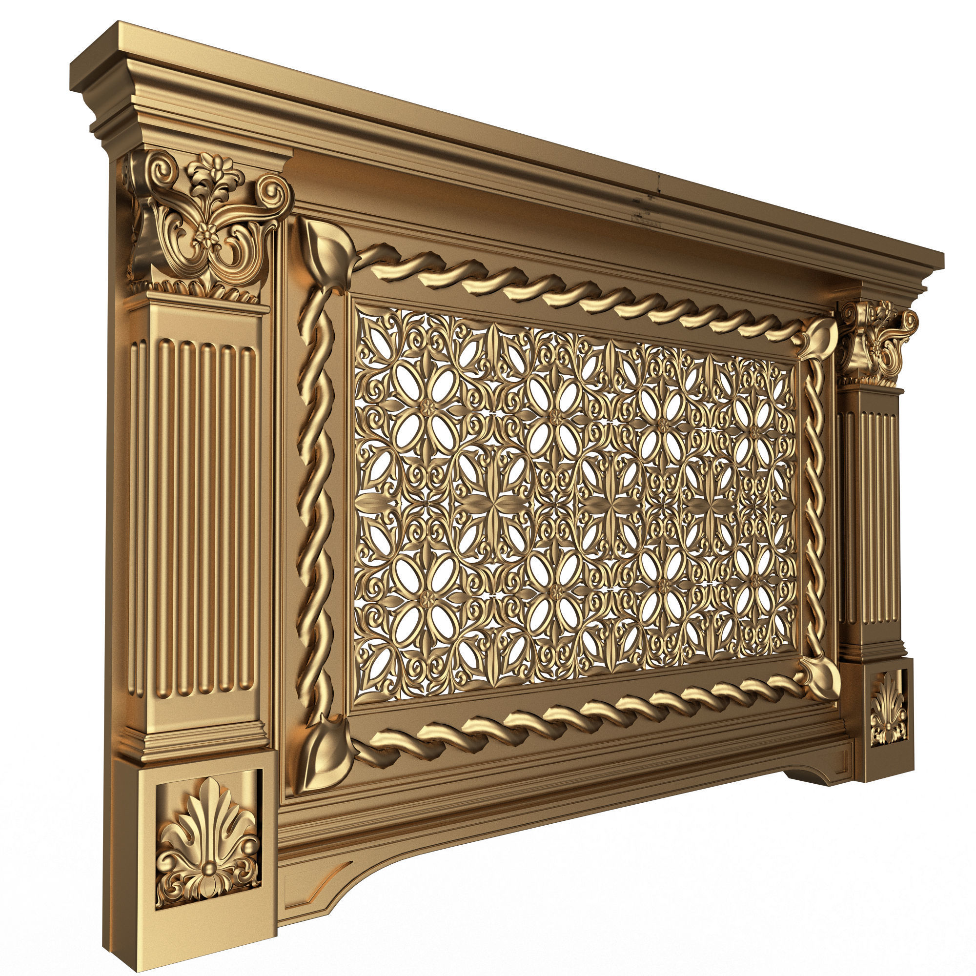 Radiator Cover Decorative Screening Grille Panel 011 Low-poly 3D model_3