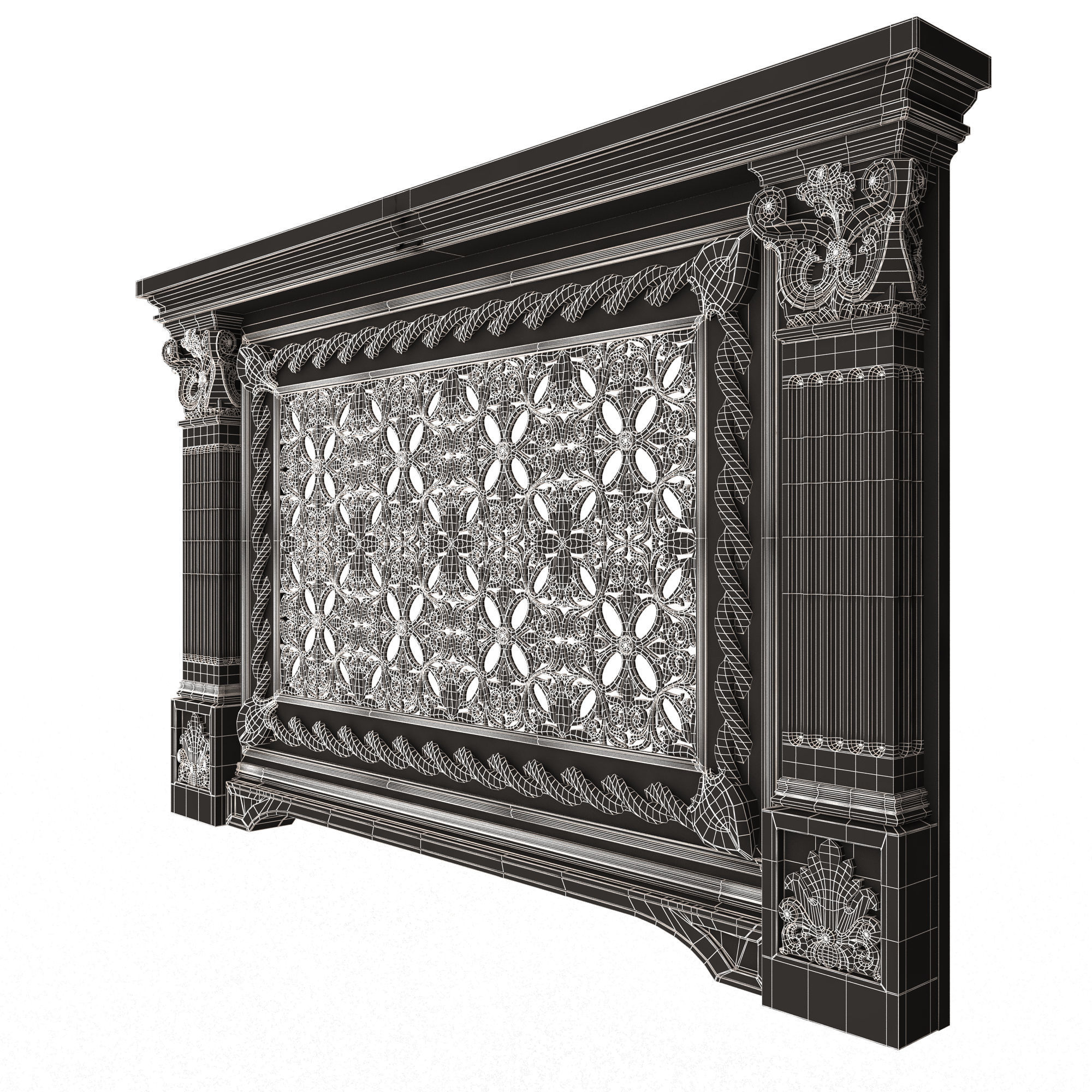 Radiator Cover Decorative Screening Grille Panel 011 Low-poly 3D model_14