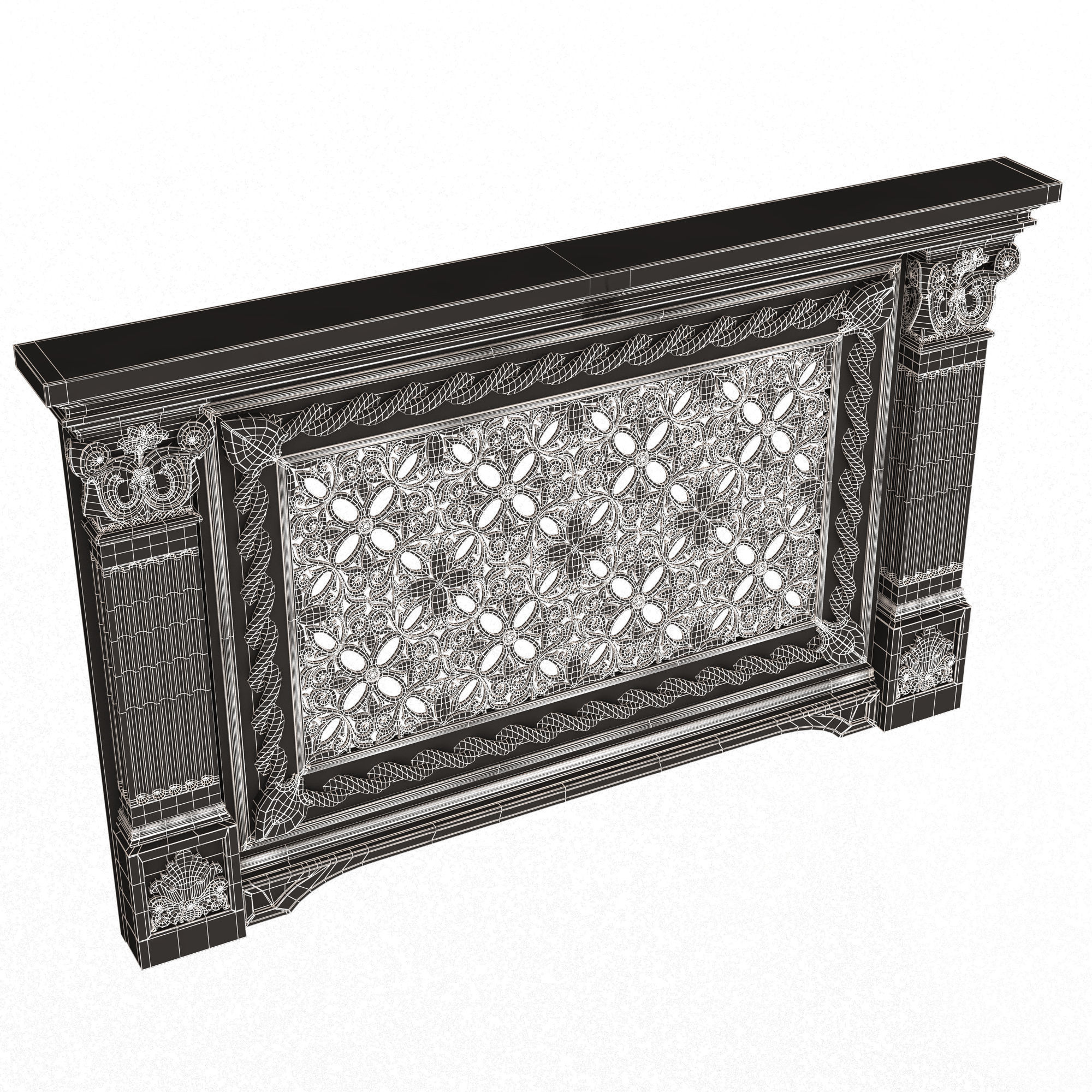 Radiator Cover Decorative Screening Grille Panel 011 Low-poly 3D model_13