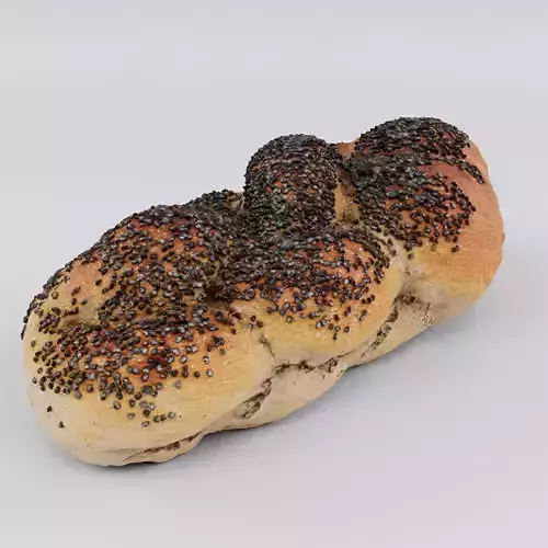 Spitzel - a traditional german pastry with poppy seed topping Low-poly 3D model