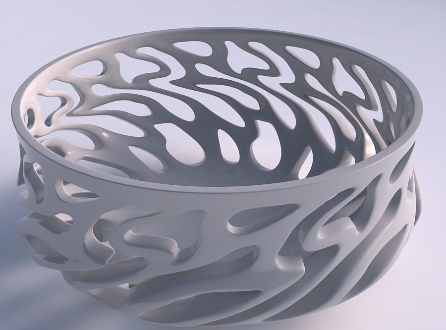 Bowl wide with twisted smooth cuts tapered 2 3D print model_0