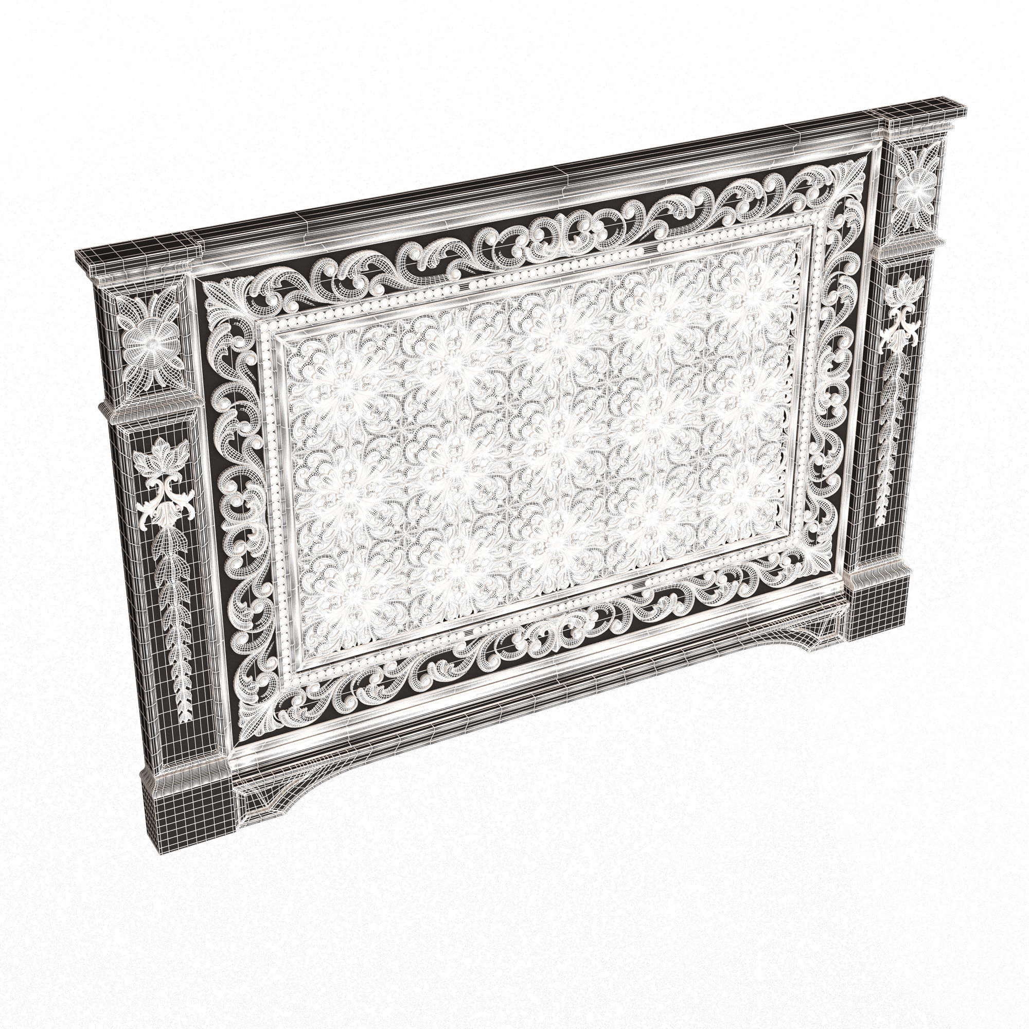 Radiator Cover Decorative Screening Grille Panel 013 Low-poly 3D model_7