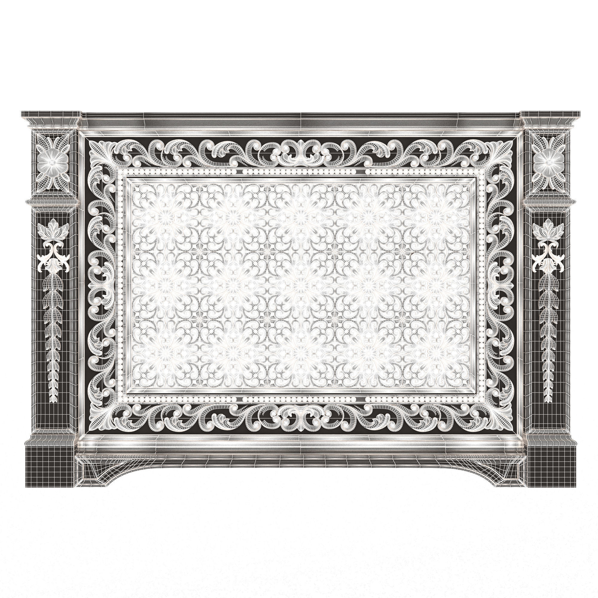 Radiator Cover Decorative Screening Grille Panel 013 Low-poly 3D model_6