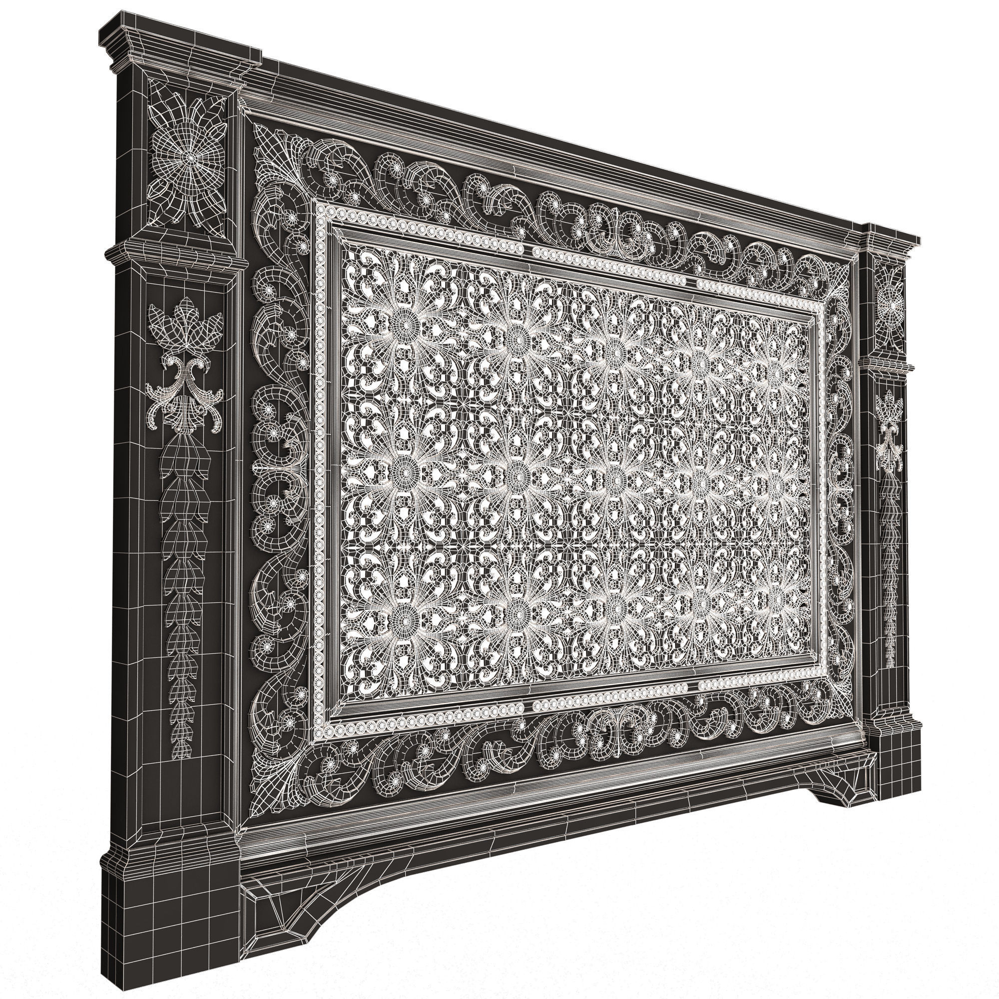 Radiator Cover Decorative Screening Grille Panel 013 Low-poly 3D model_15