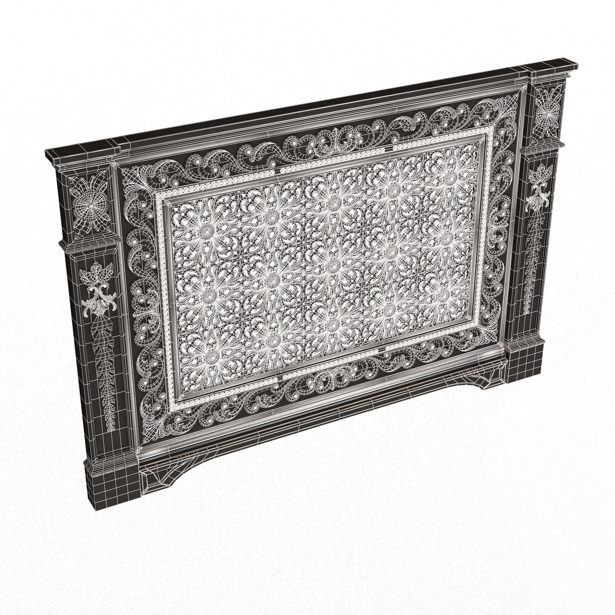 Radiator Cover Decorative Screening Grille Panel 013 Low-poly 3D model_13
