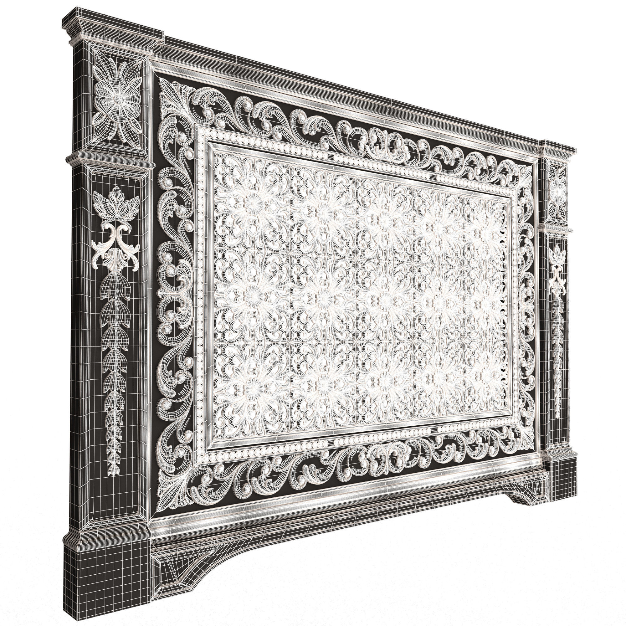 Radiator Cover Decorative Screening Grille Panel 013 Low-poly 3D model_9