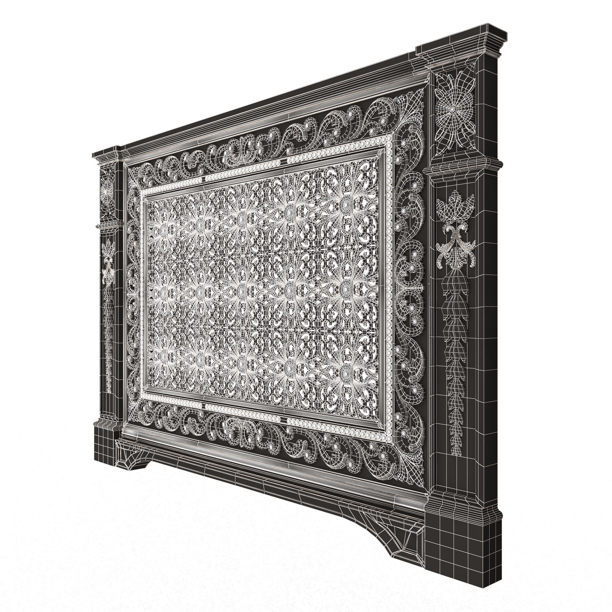 Radiator Cover Decorative Screening Grille Panel 013 Low-poly 3D model_14