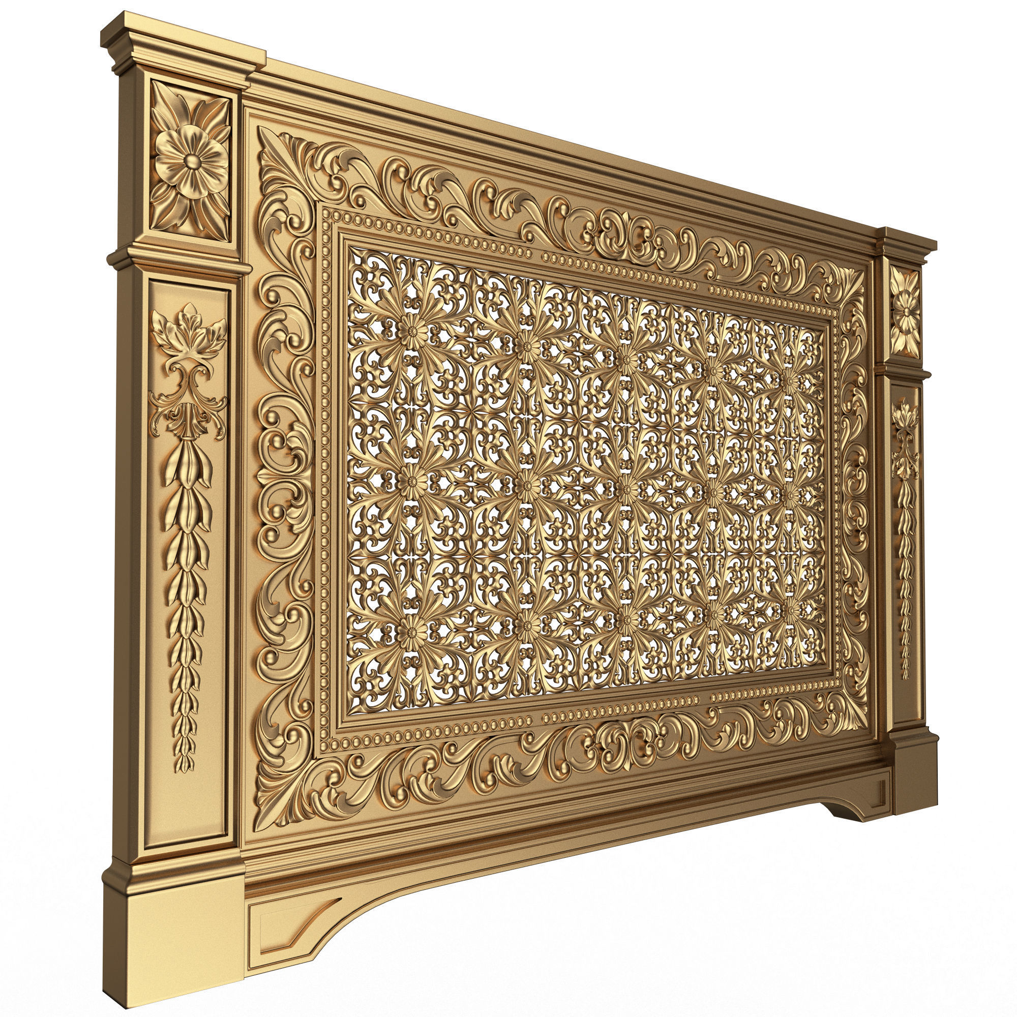 Radiator Cover Decorative Screening Grille Panel 013 Low-poly 3D model_3