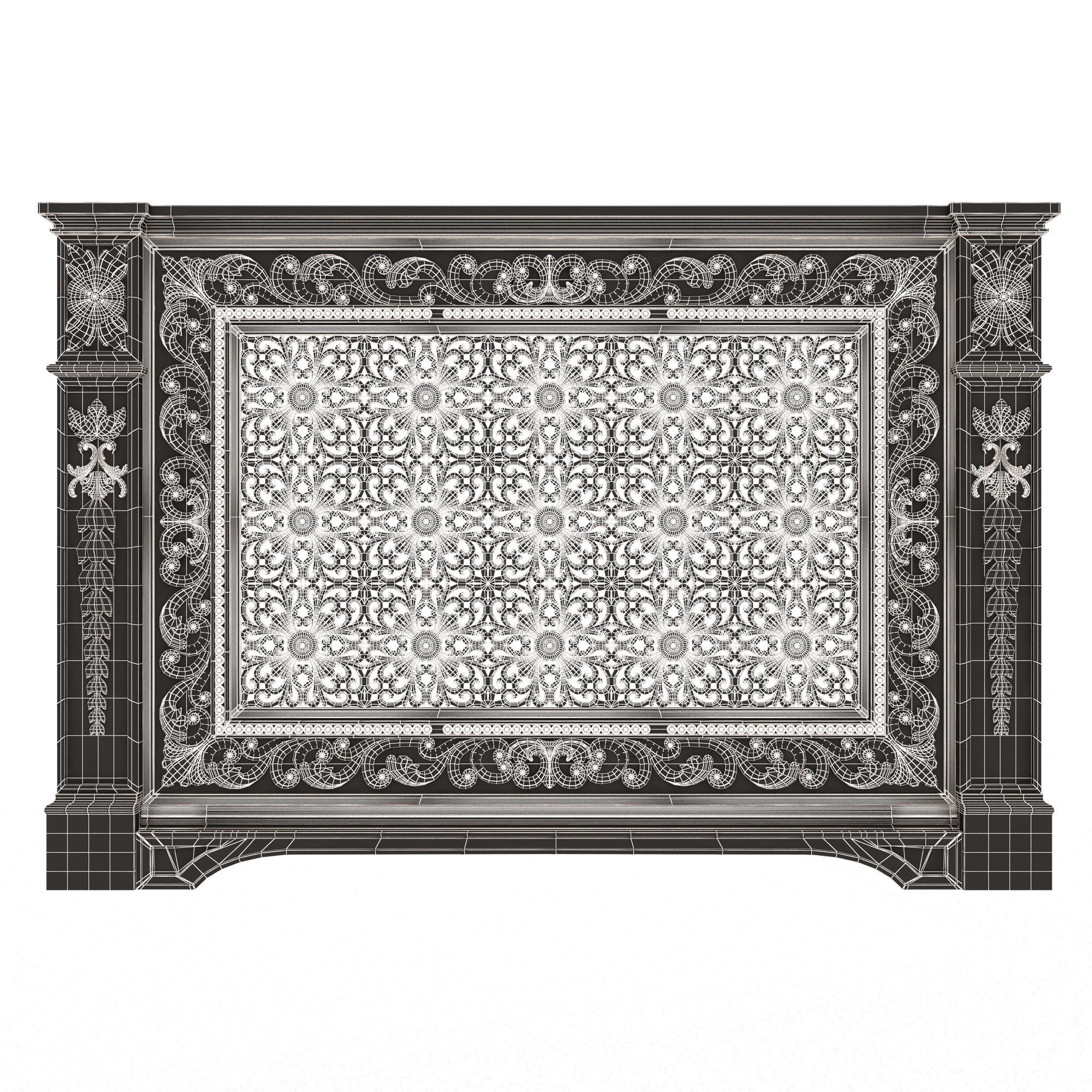 Radiator Cover Decorative Screening Grille Panel 013 Low-poly 3D model_12