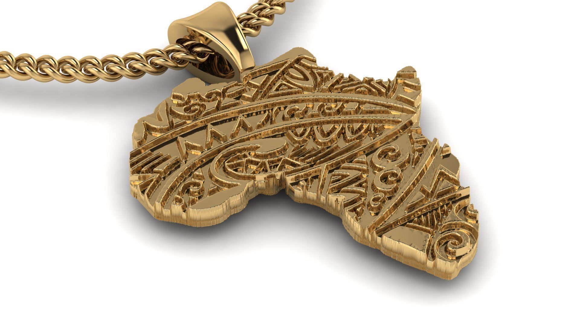 Africa Map Necklace 3D print model_2