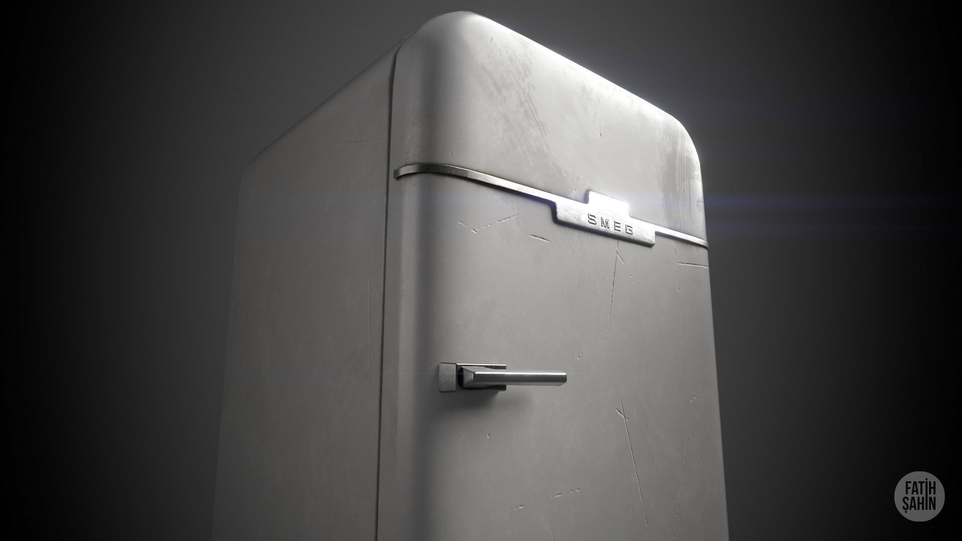 3D Vintage Fridge - Game Ready Low-poly 3D model_6