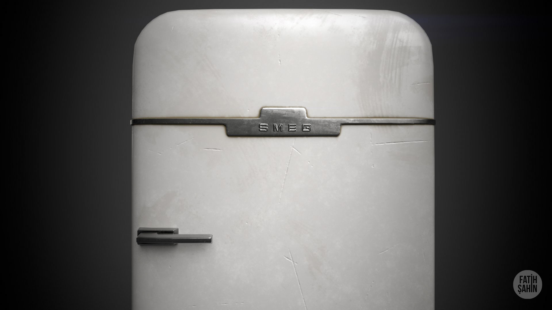 3D Vintage Fridge - Game Ready Low-poly 3D model_7