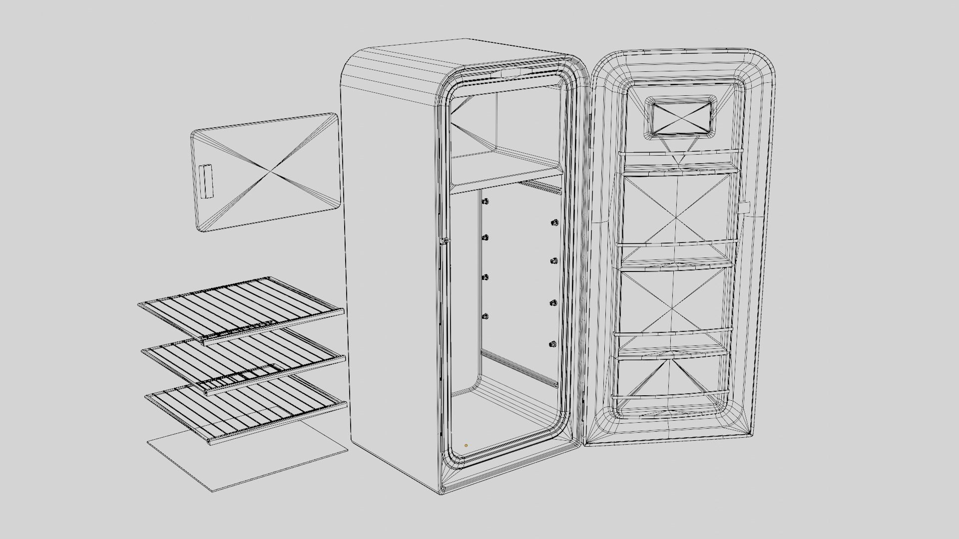 3D Vintage Fridge - Game Ready Low-poly 3D model_12