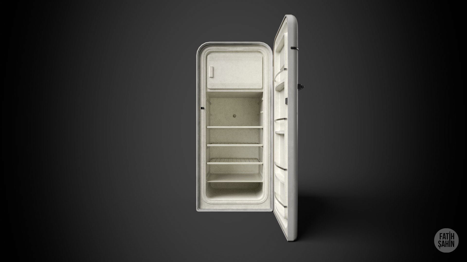3D Vintage Fridge - Game Ready Low-poly 3D model_10