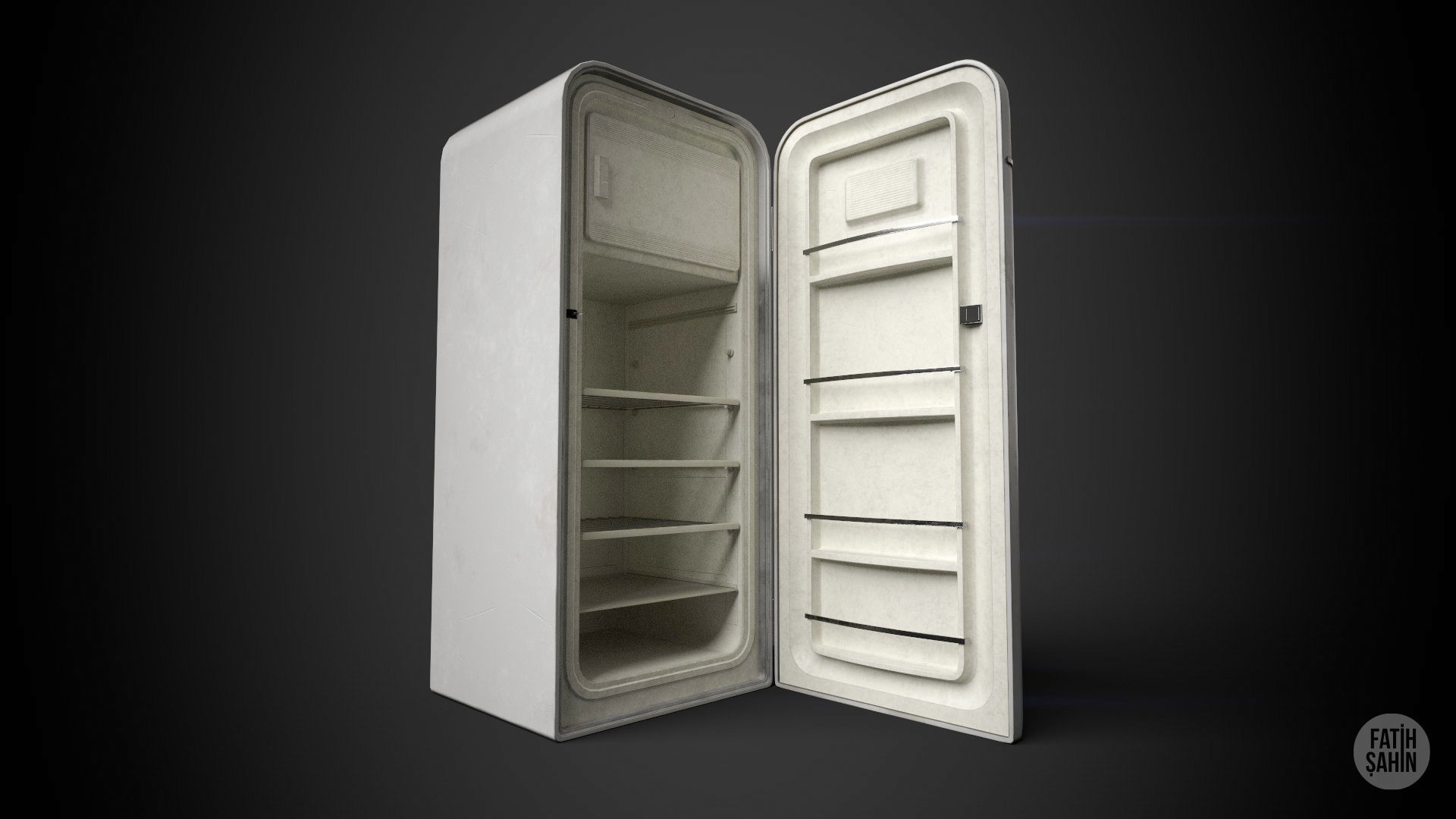 3D Vintage Fridge - Game Ready Low-poly 3D model_9